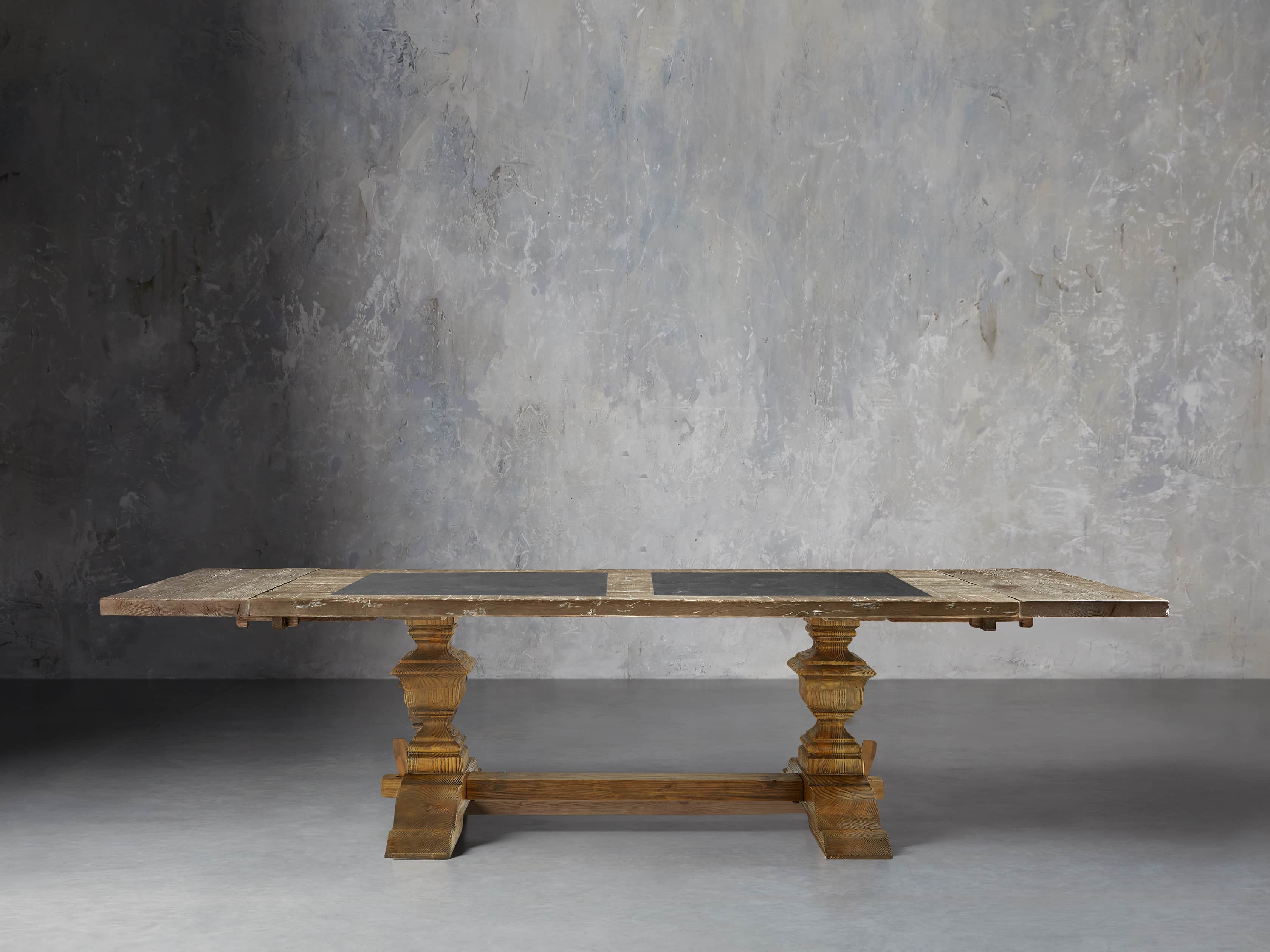 Wilhelm 72" Grey and Bluestone Extension Dining Table With Natural Base, slide 2 of 4