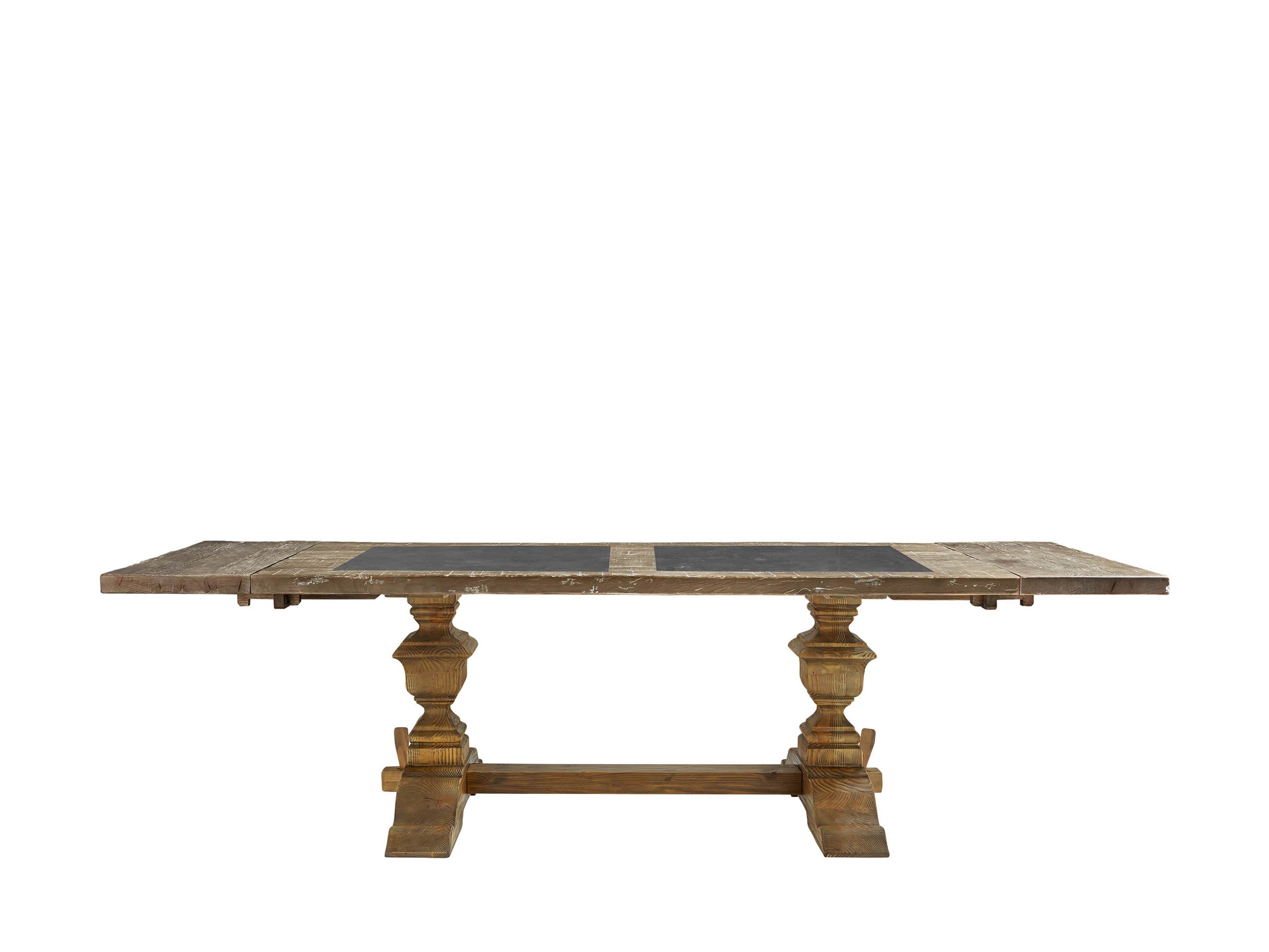 Wilhelm 72" Grey and Bluestone Extension Dining Table With Natural Base, slide 3 of 4