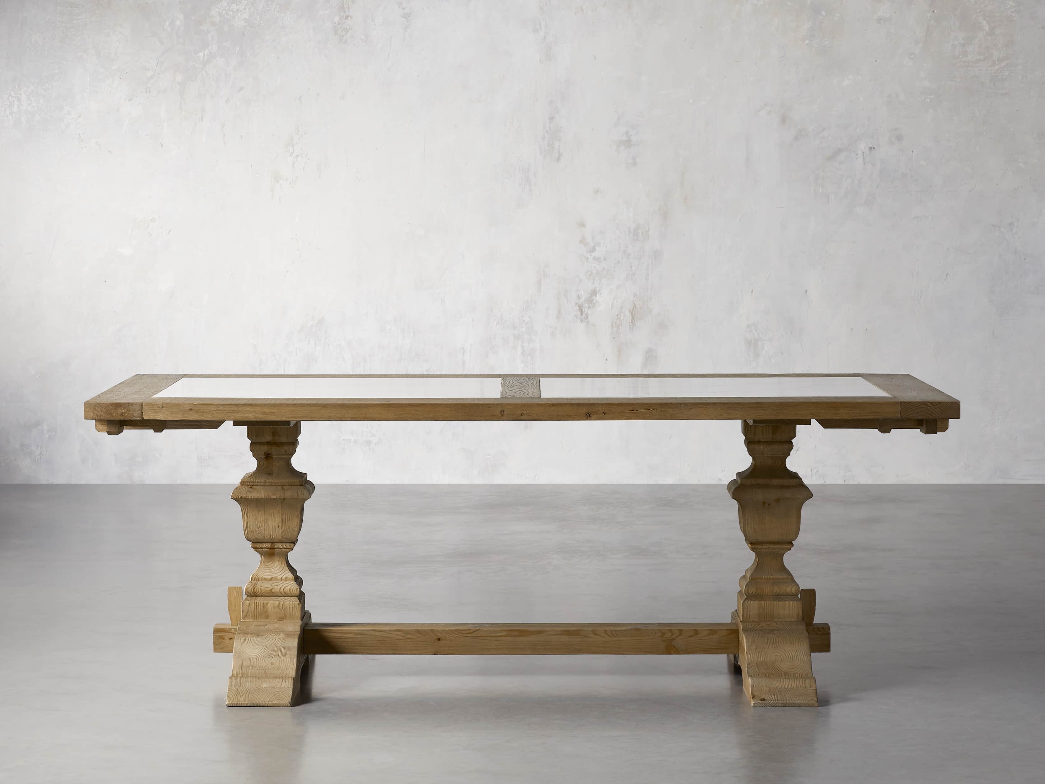 Wilhelm 72" Natural Weathered and White Marble Extension Dining Table with Natural Weathered Base, slide 3 of 14