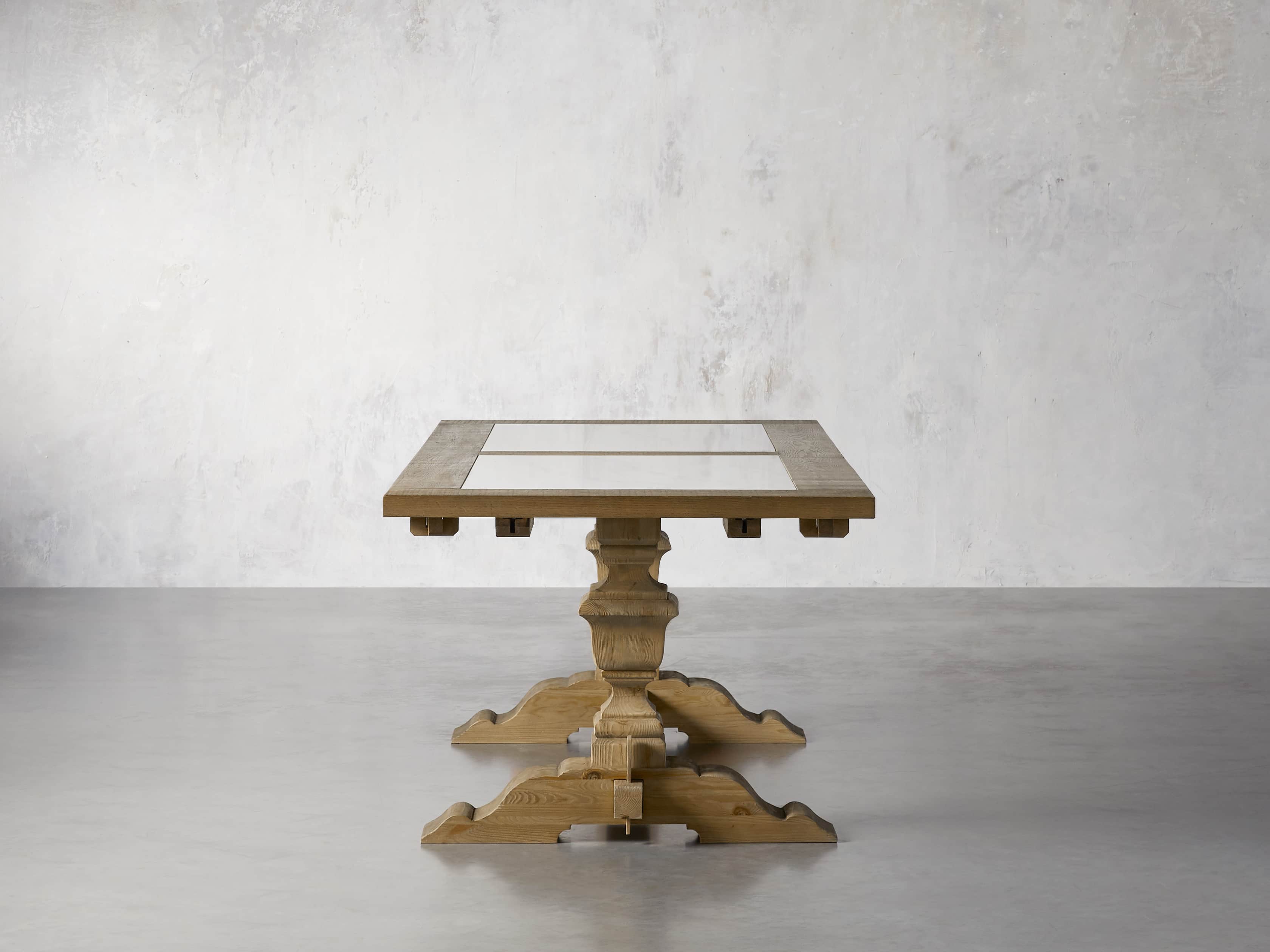 Wilhelm 72" Natural Weathered and White Marble Extension Dining Table with Natural Weathered Base, slide 5 of 14