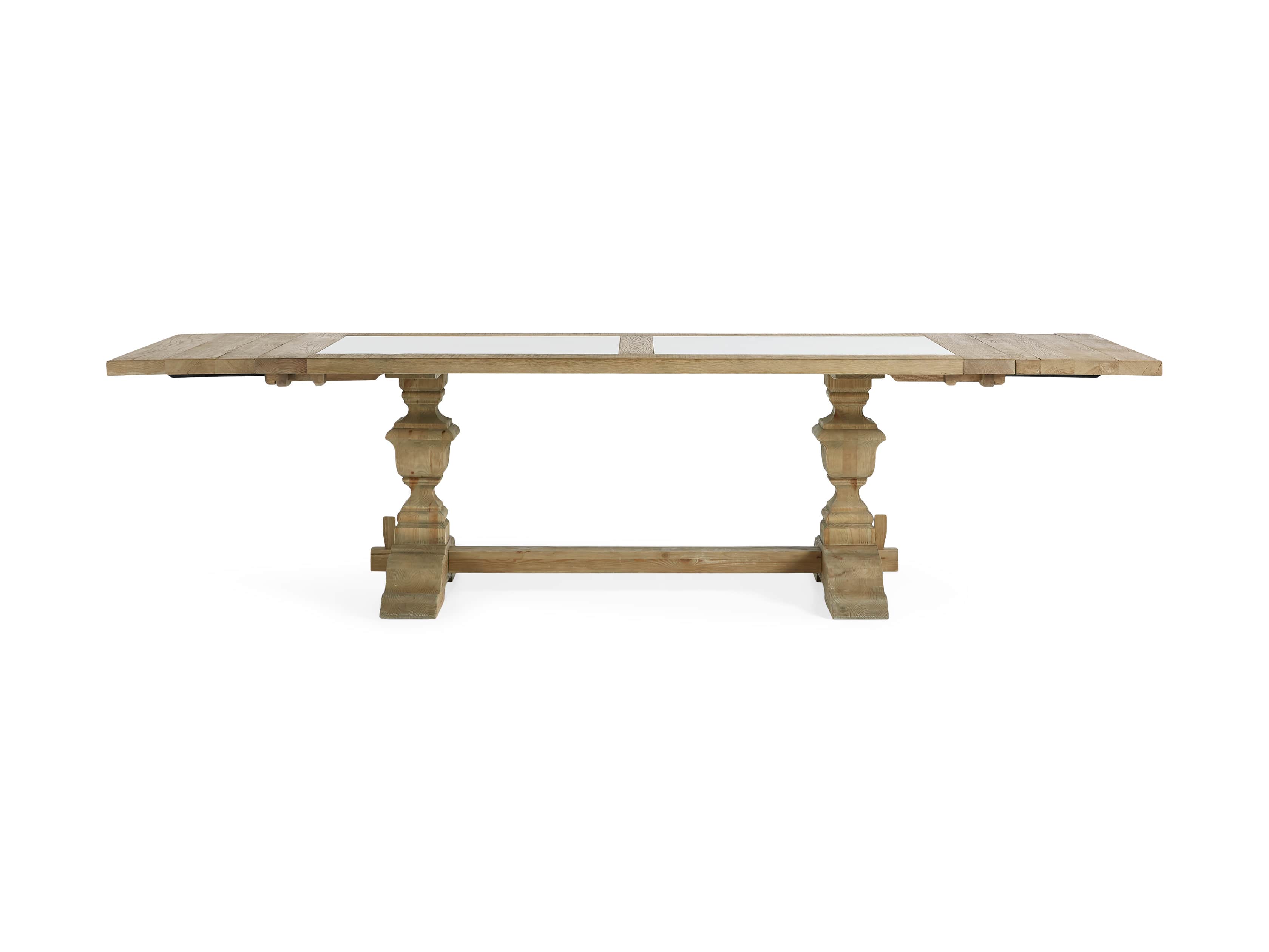 Wilhelm 72" Natural Weathered and White Marble Extension Dining Table with Natural Weathered Base, slide 13 of 14