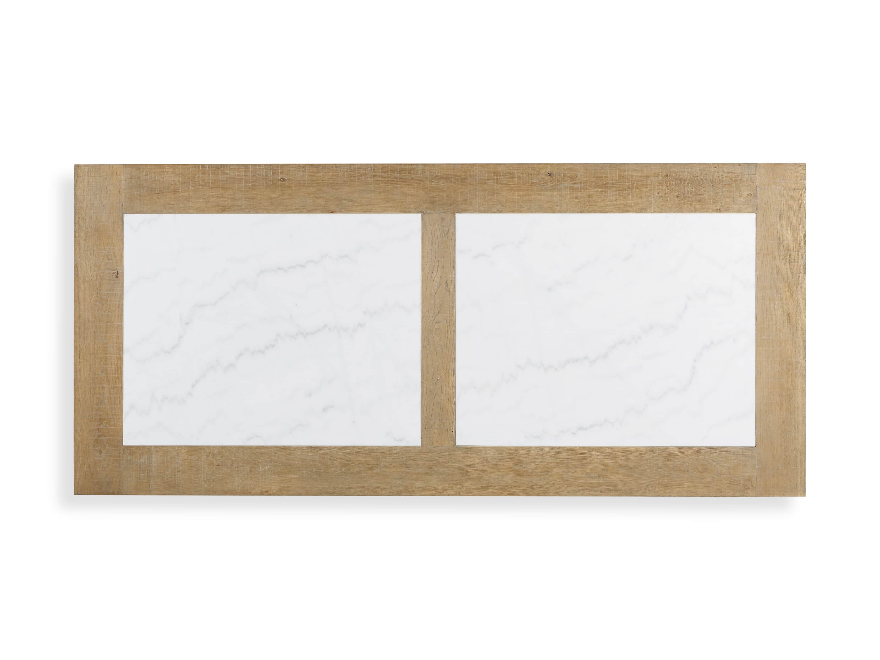 Wilhelm 72" Natural Weathered and White Marble Extension Dining Table with Natural Weathered Base, slide 9 of 14