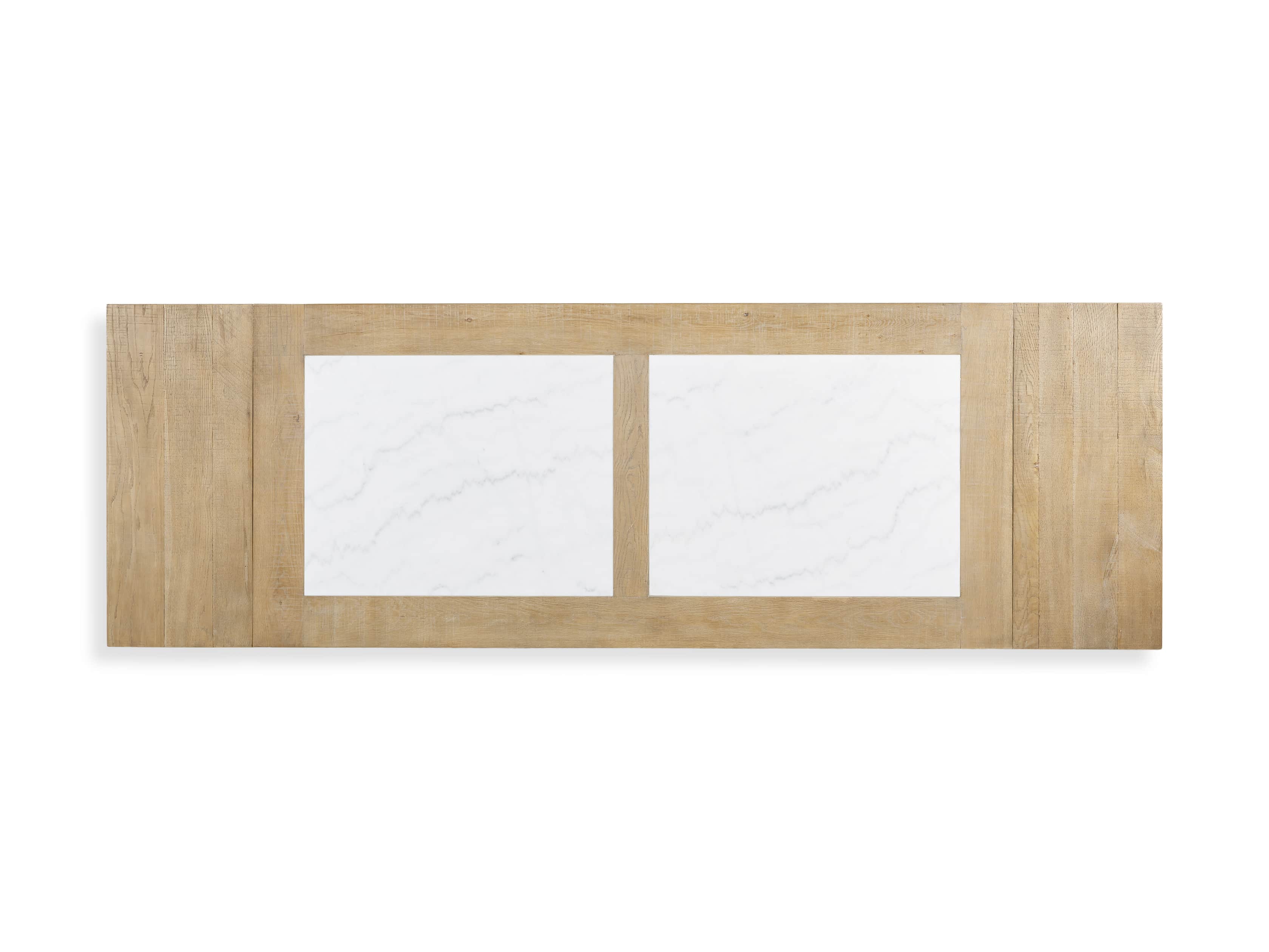 Wilhelm 72" Natural Weathered and White Marble Extension Dining Table with Natural Weathered Base, slide 10 of 14