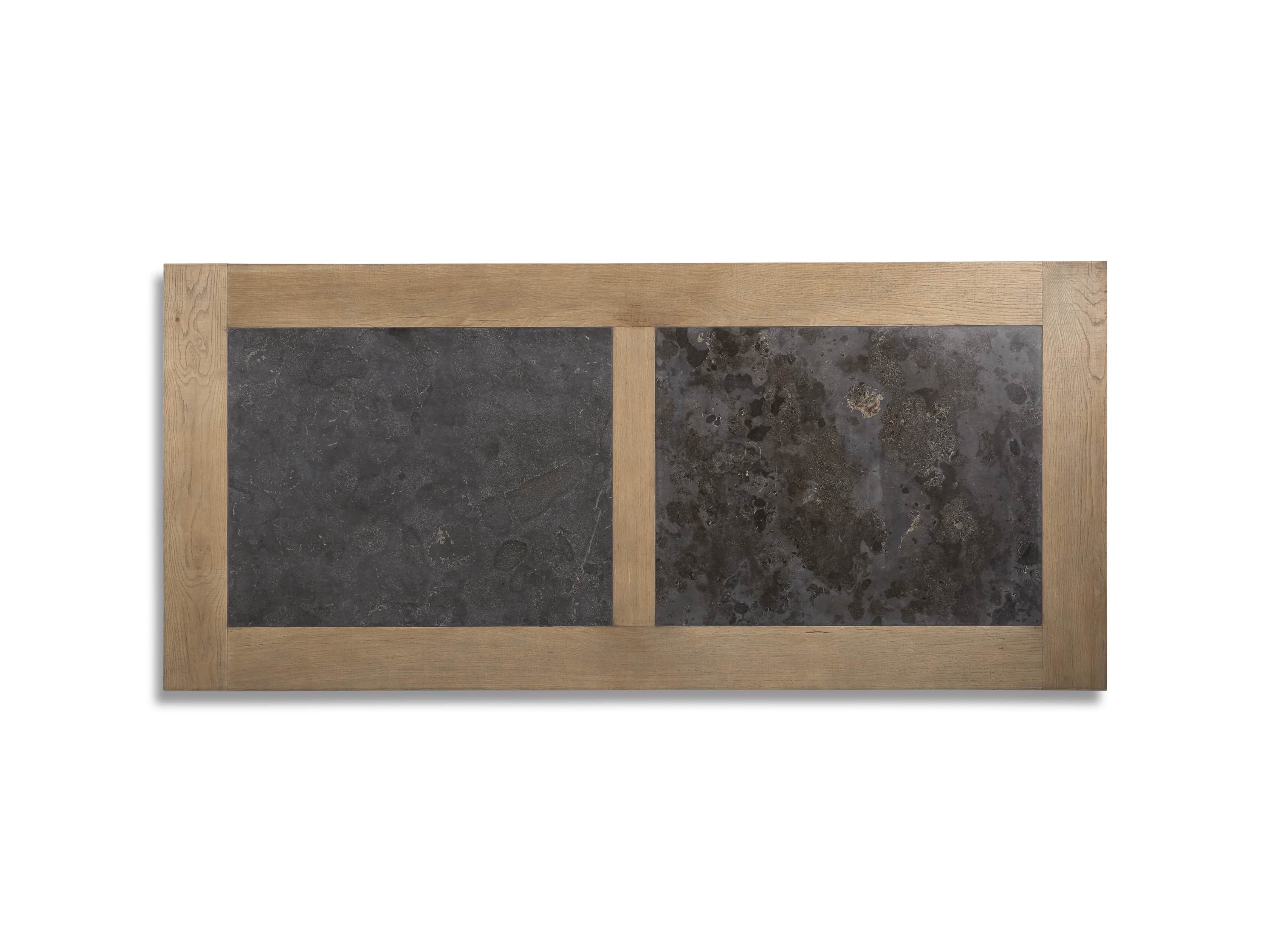 Wilhelm 86" Natural Weathered and Bluestone Extension Dining Table With Earl Black Base