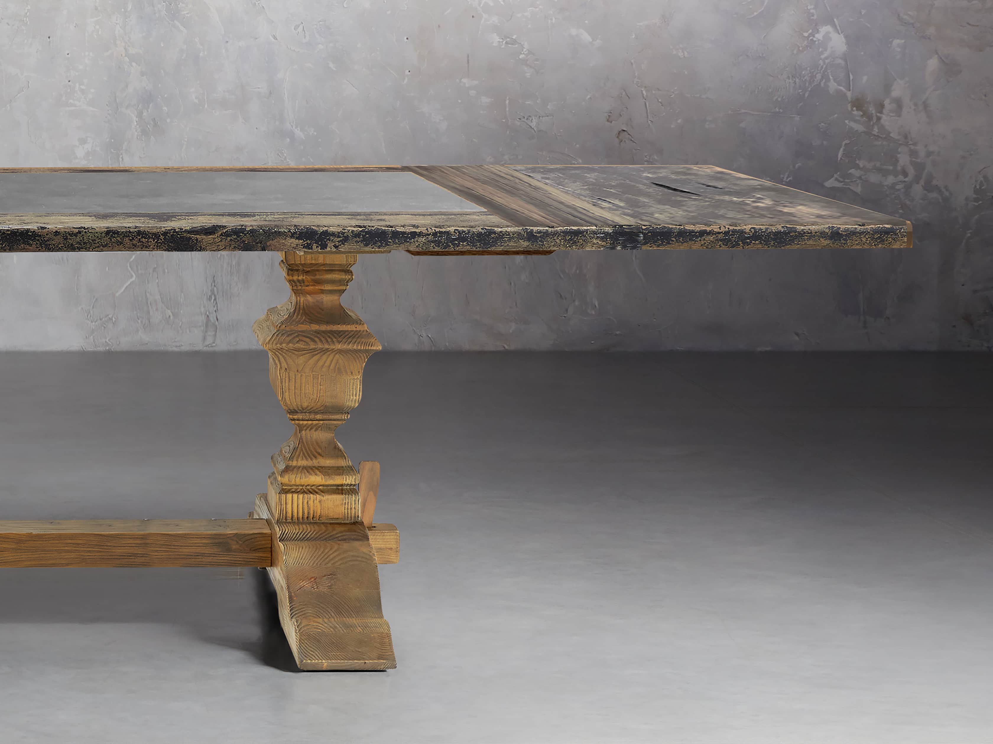 Wilhelm 72" Black and Bluestone Extension Dining Table With Natural Base