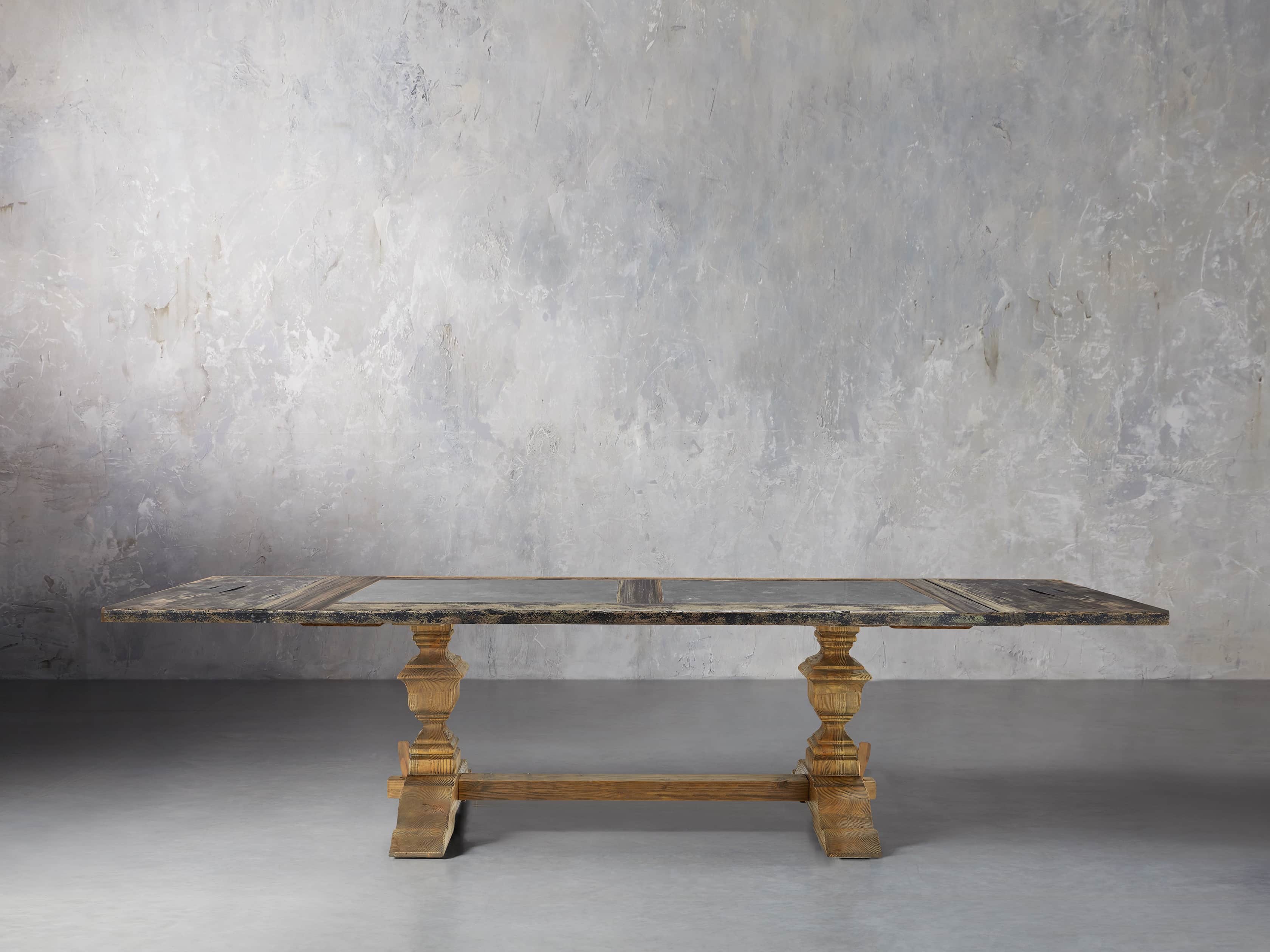 Wilhelm 72" Black and Bluestone Extension Dining Table With Natural Base