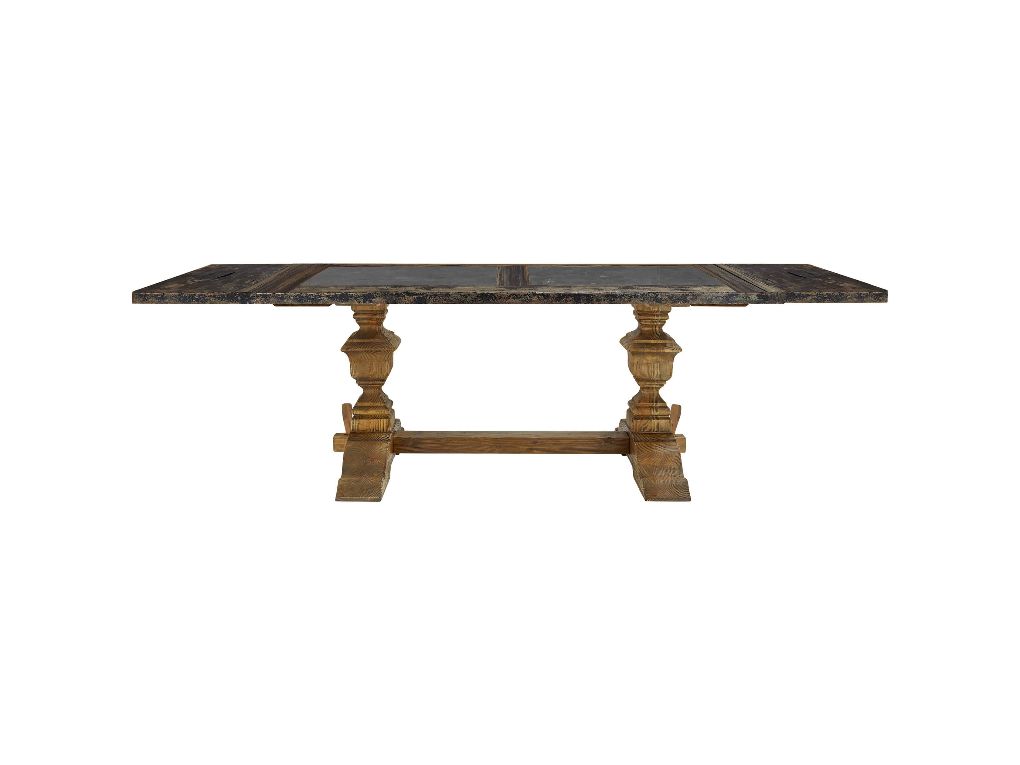Wilhelm 72" Black and Bluestone Extension Dining Table With Natural Base