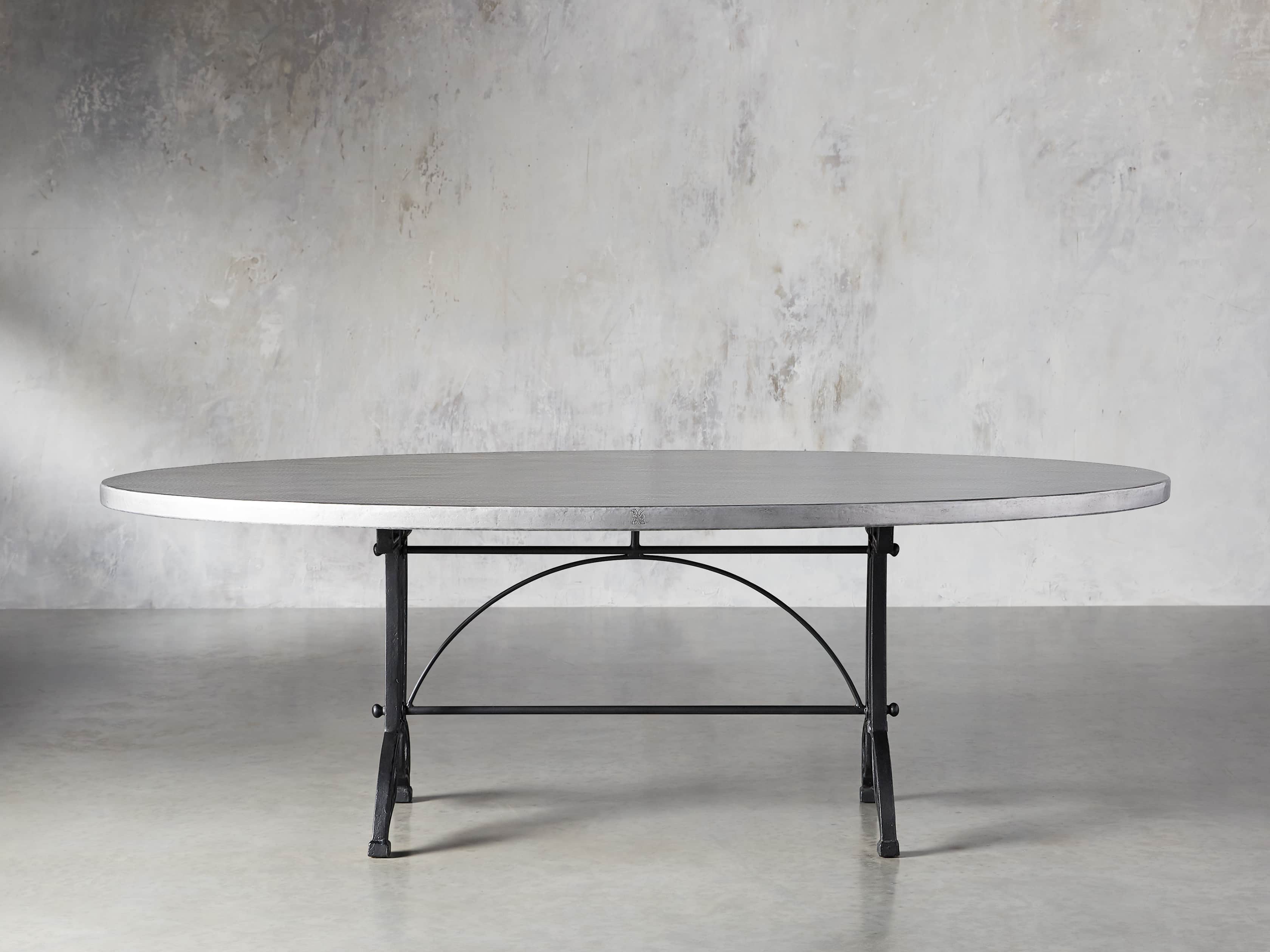 Zinc Alloy 52" X 90" Oval Dining Table With Chantel Base, slide 2 of 5
