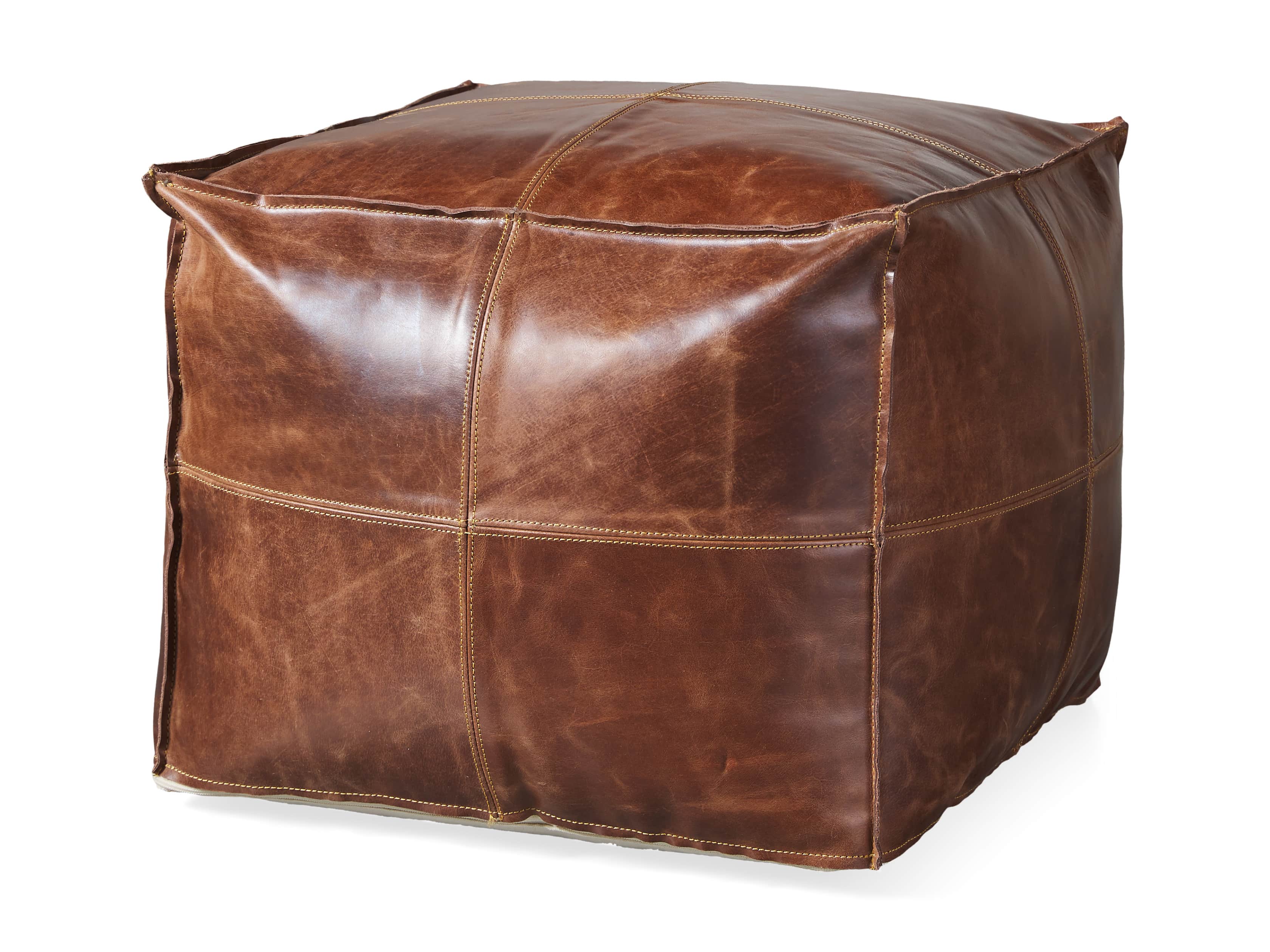 Stowe Leather Pouf, slide 3 of 3