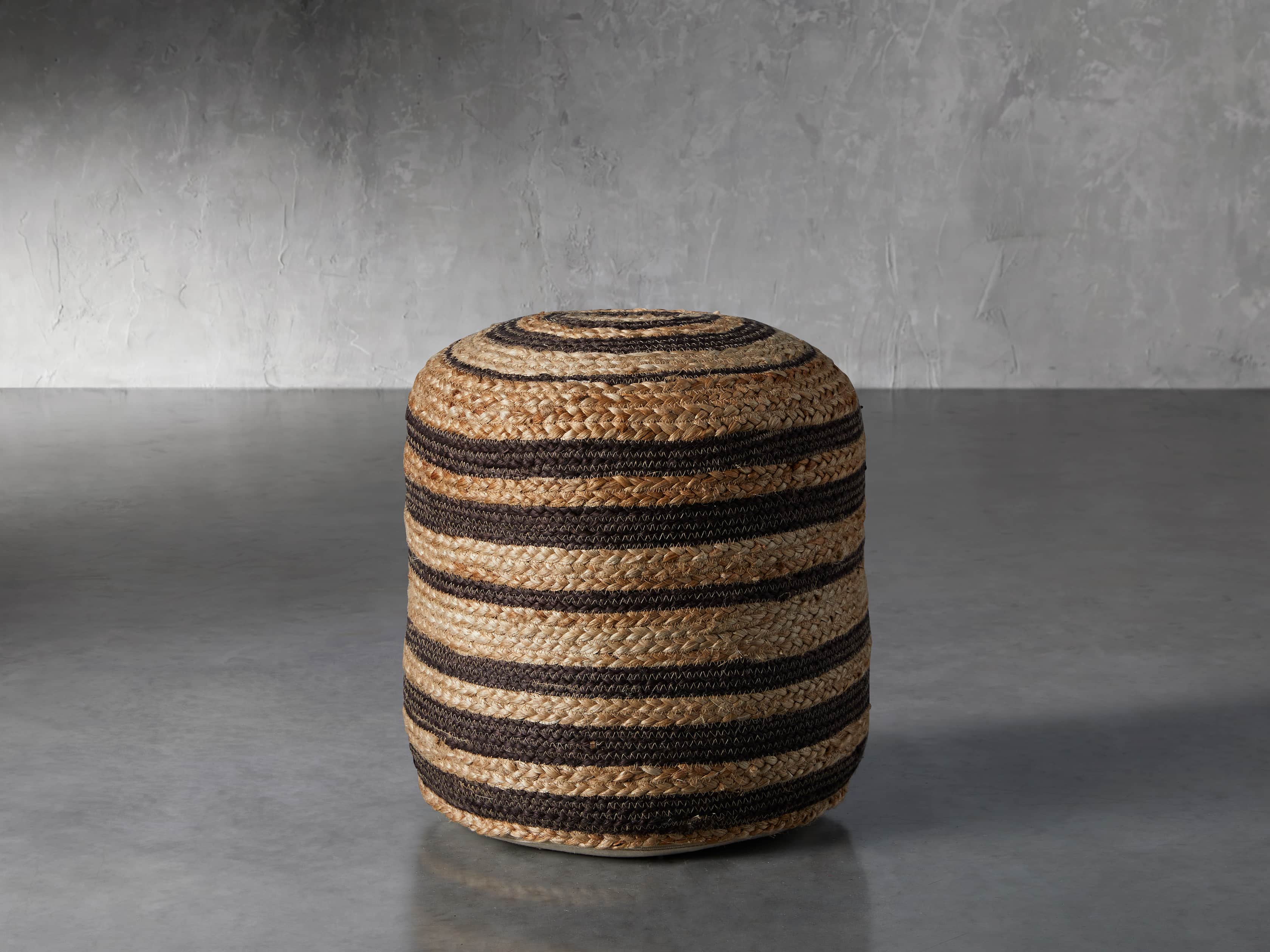 Striped Jute Pouf, slide 1 of 3