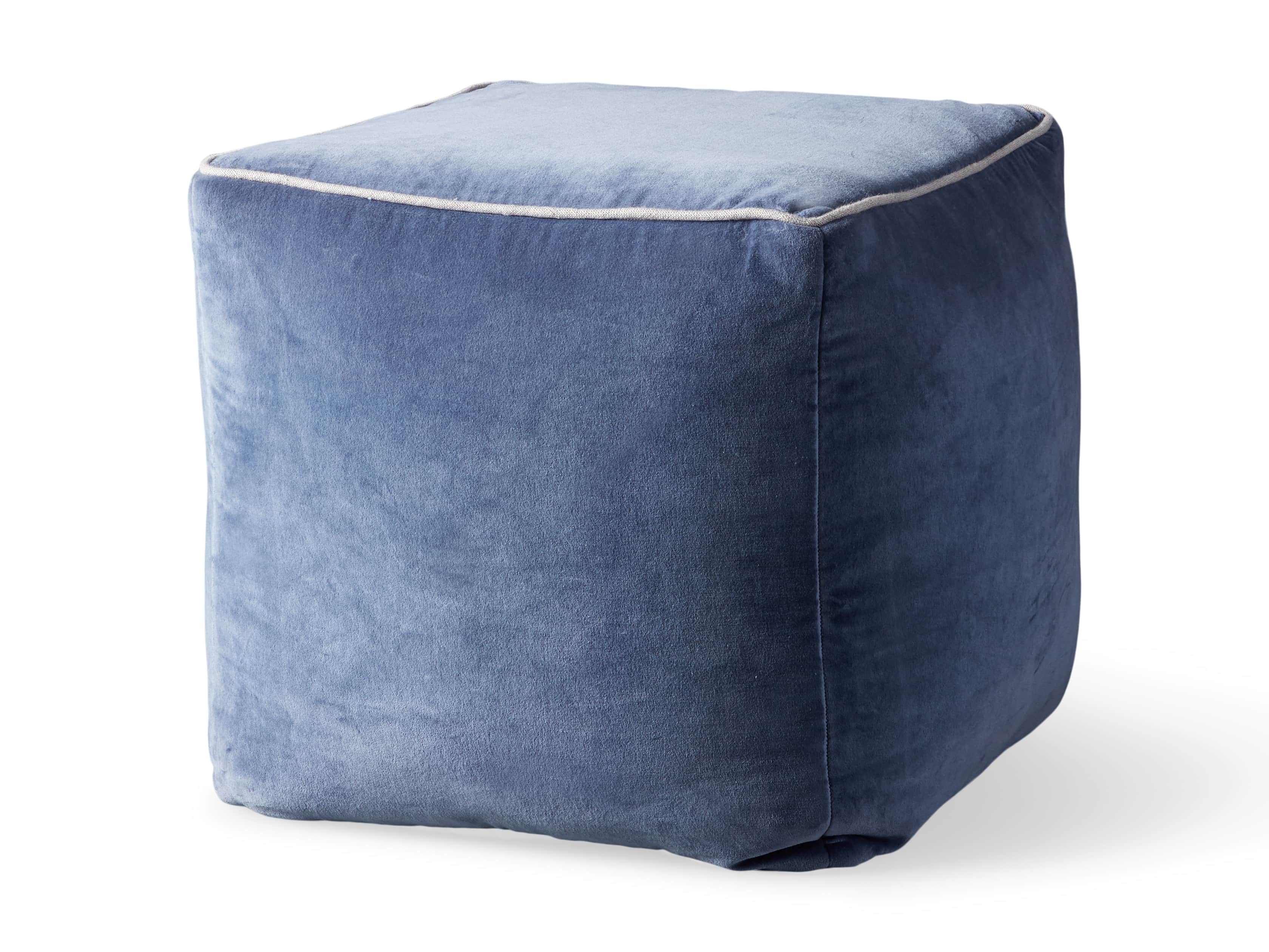 Velvet Blue 16" Pouf, slide 3 of 3
