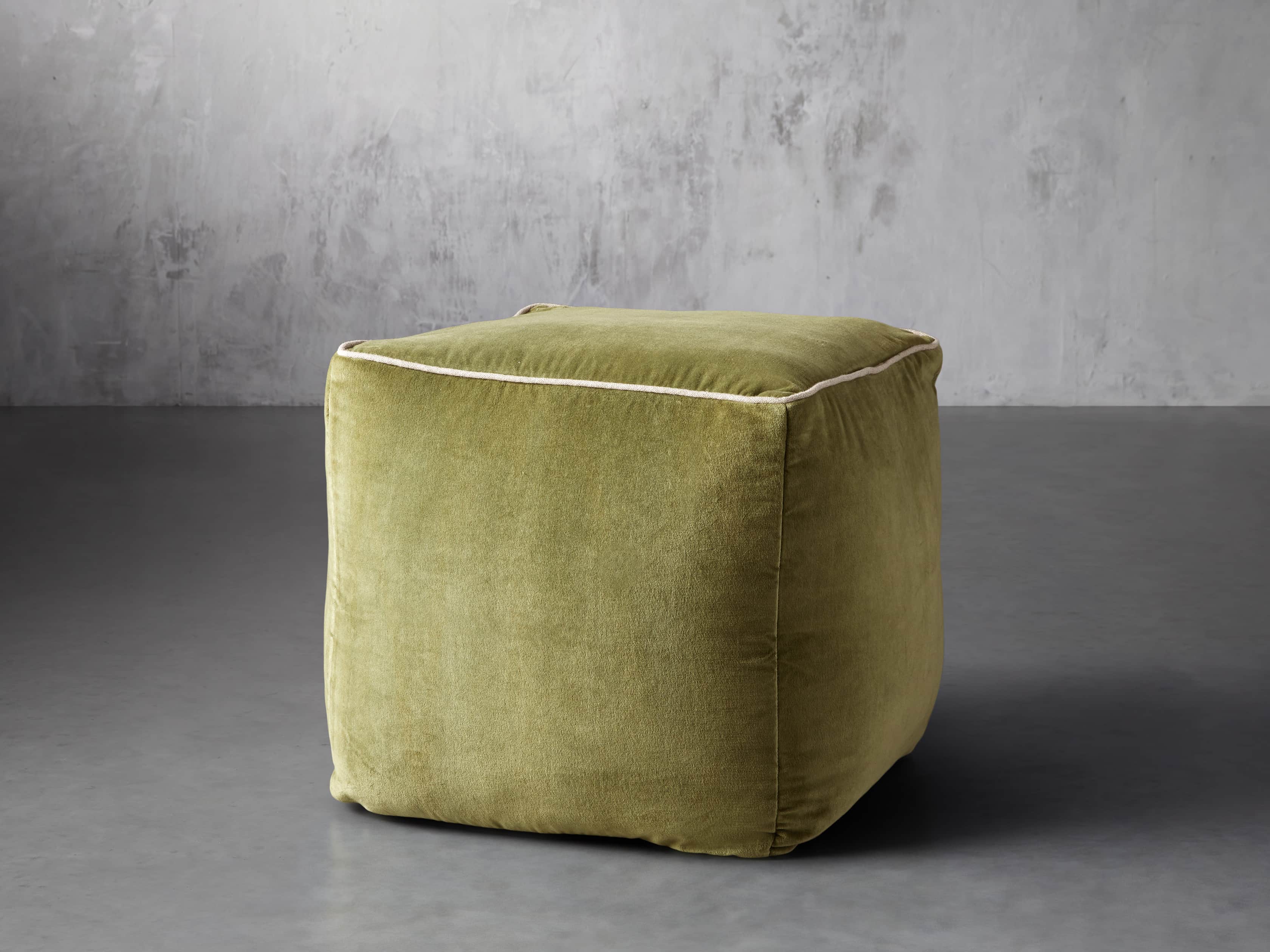 Velvet Cypress 16" Pouf, slide 1 of 5