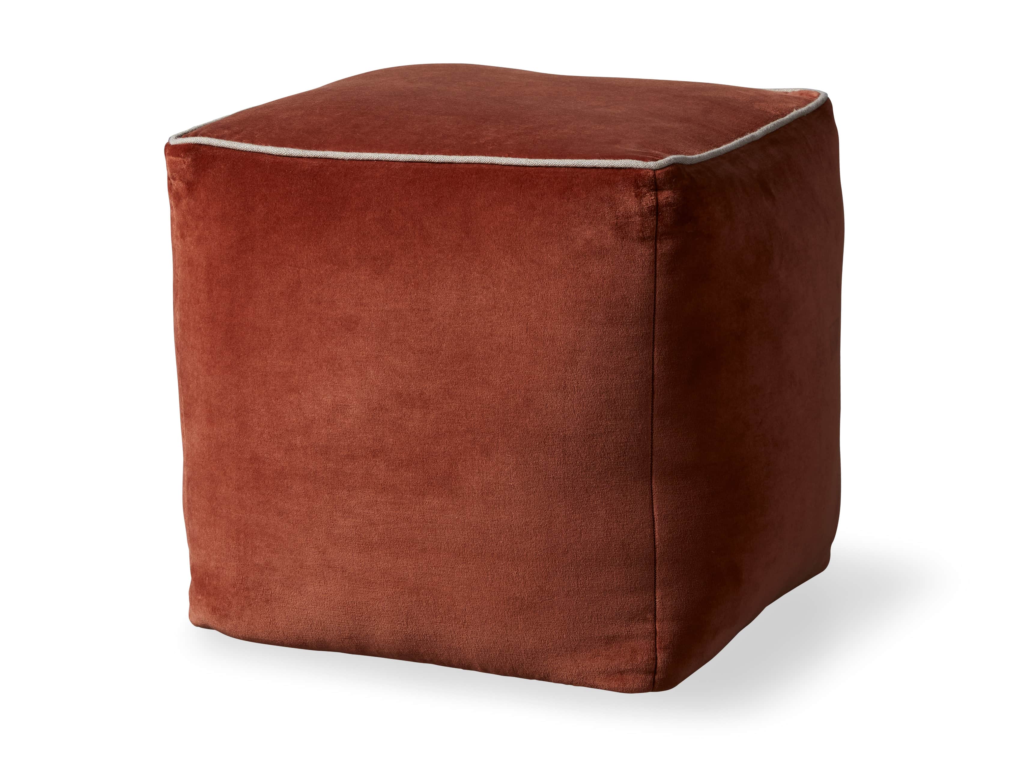 Velvet Pouf In Terracotta, slide 3 of 3