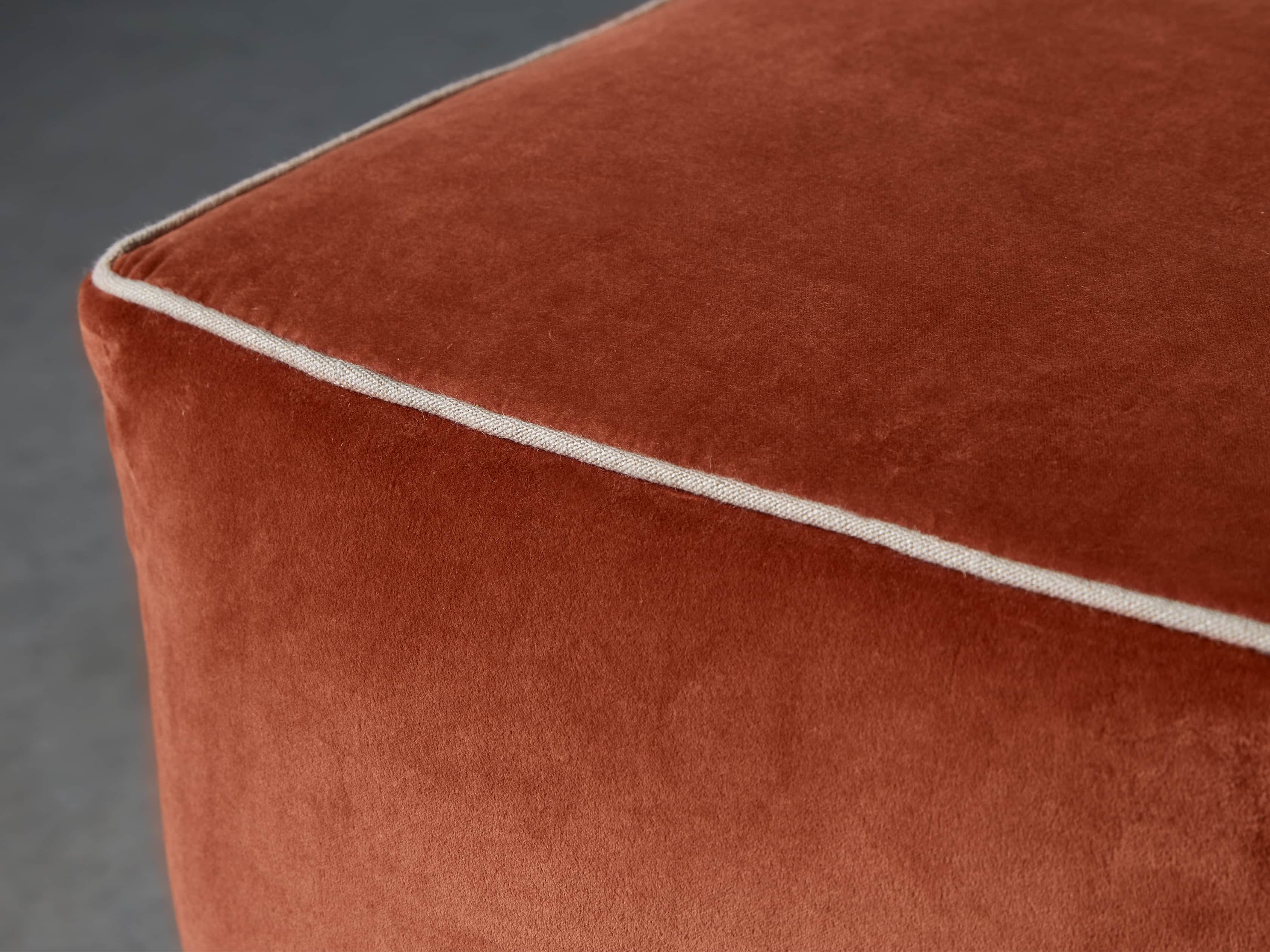 Velvet Pouf In Terracotta, slide 2 of 3