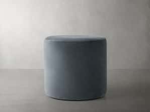 Velvet Round Pouf in Lichen