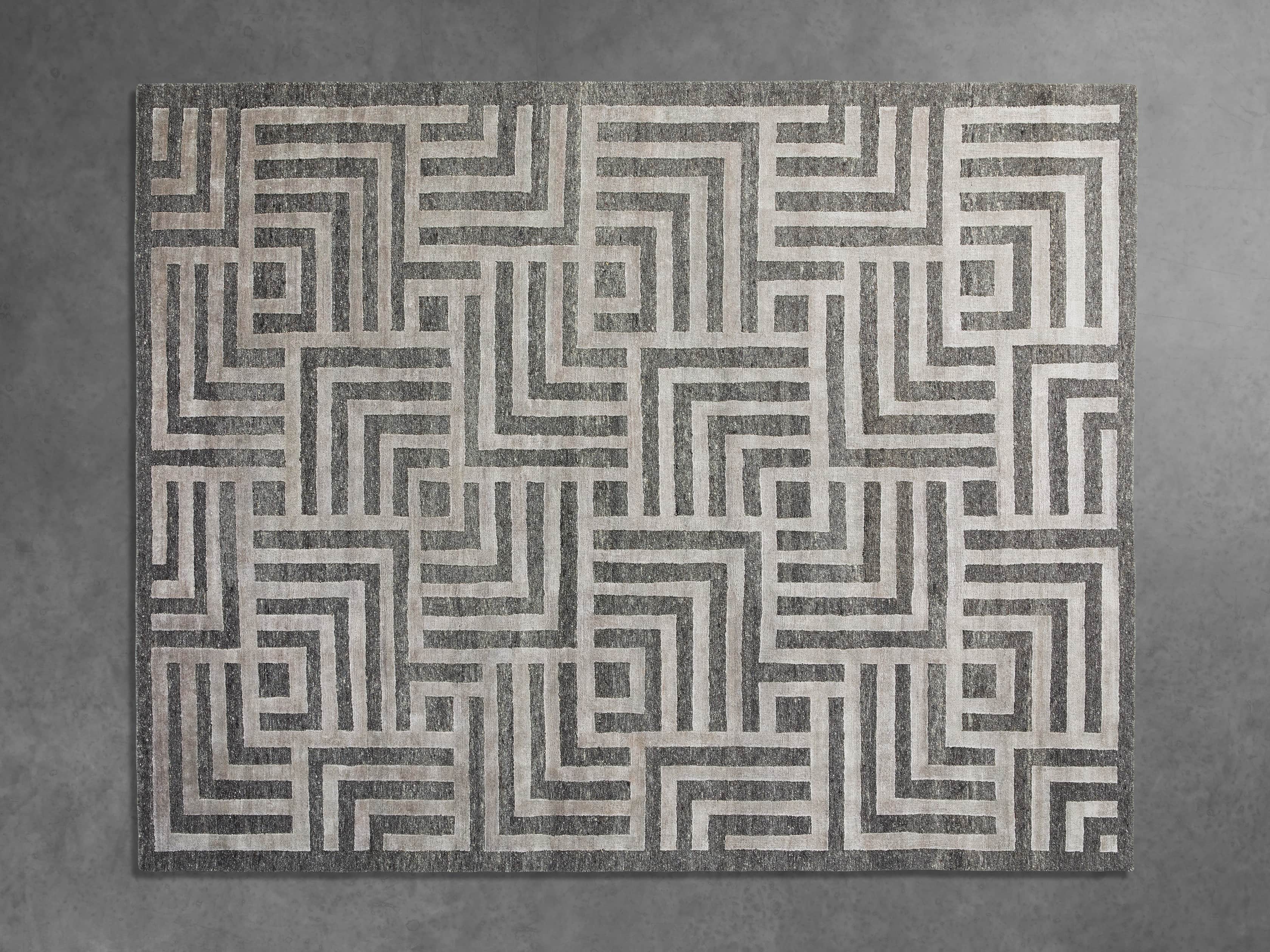 Trellis Hand-Knotted Rug in Charcoal 9x12, slide 2 of 5