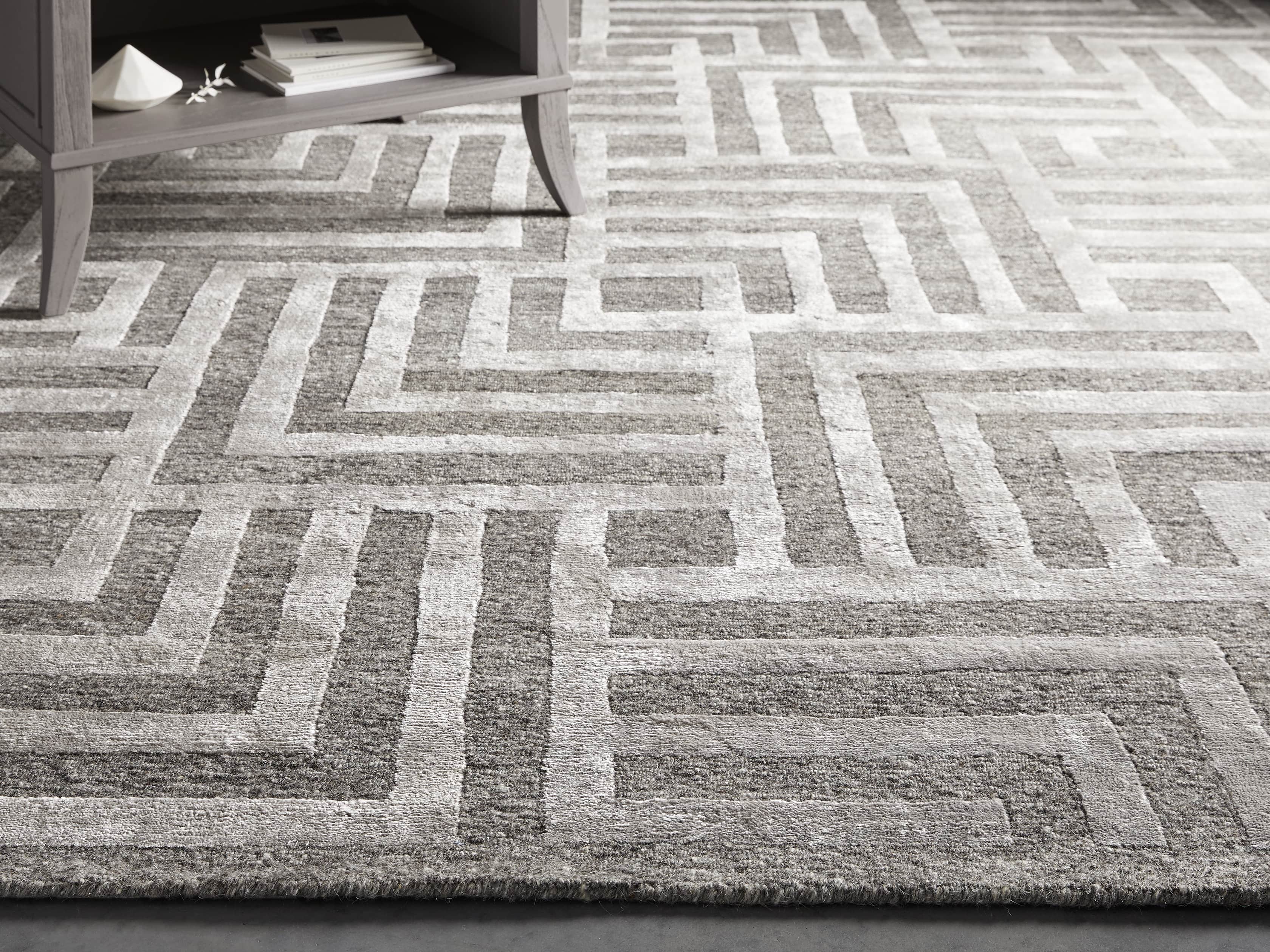 Trellis Hand-Knotted Rug in Charcoal 9x12, slide 1 of 5