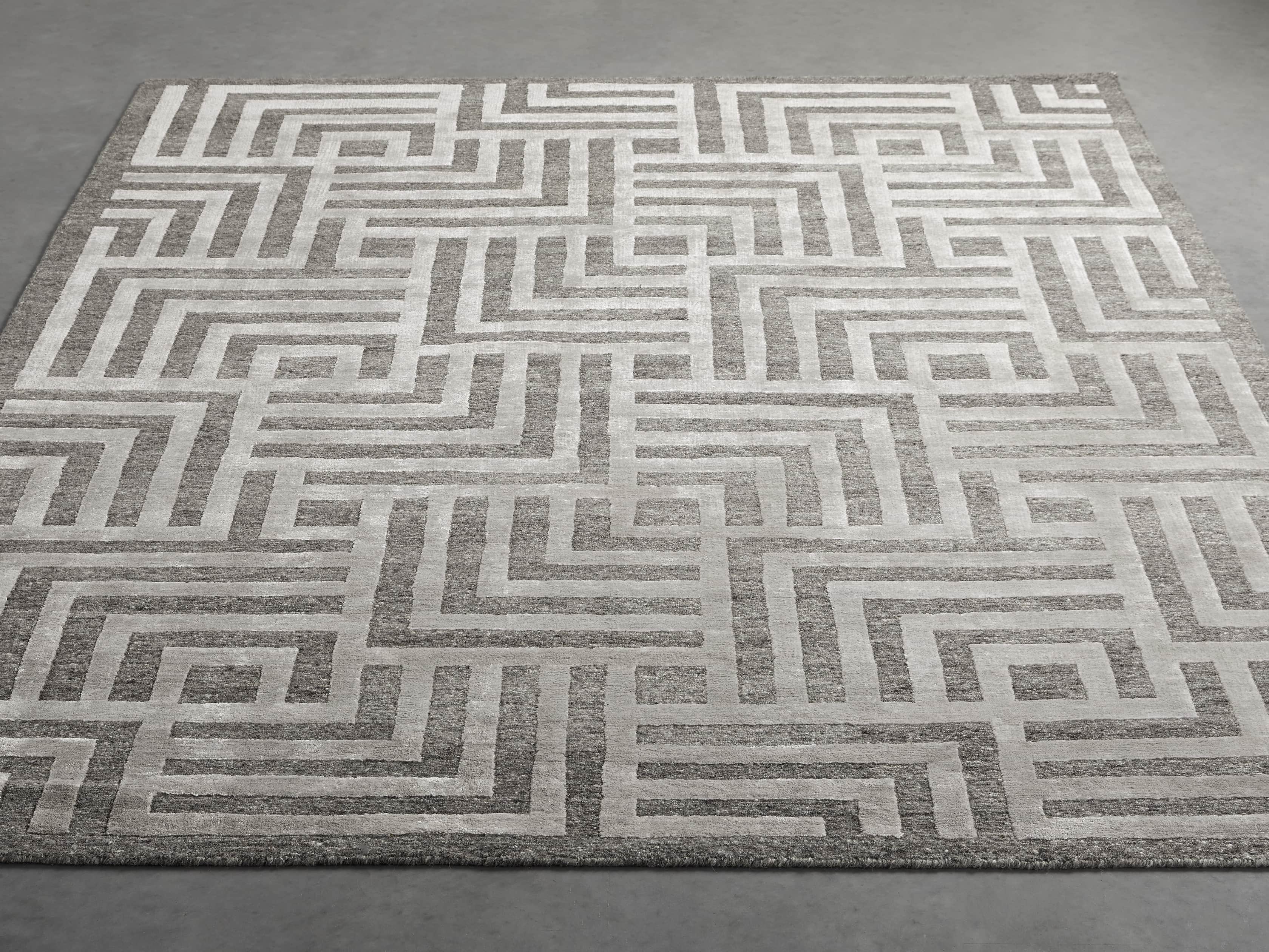 Trellis Hand-Knotted Rug in Charcoal 9x12, slide 3 of 5