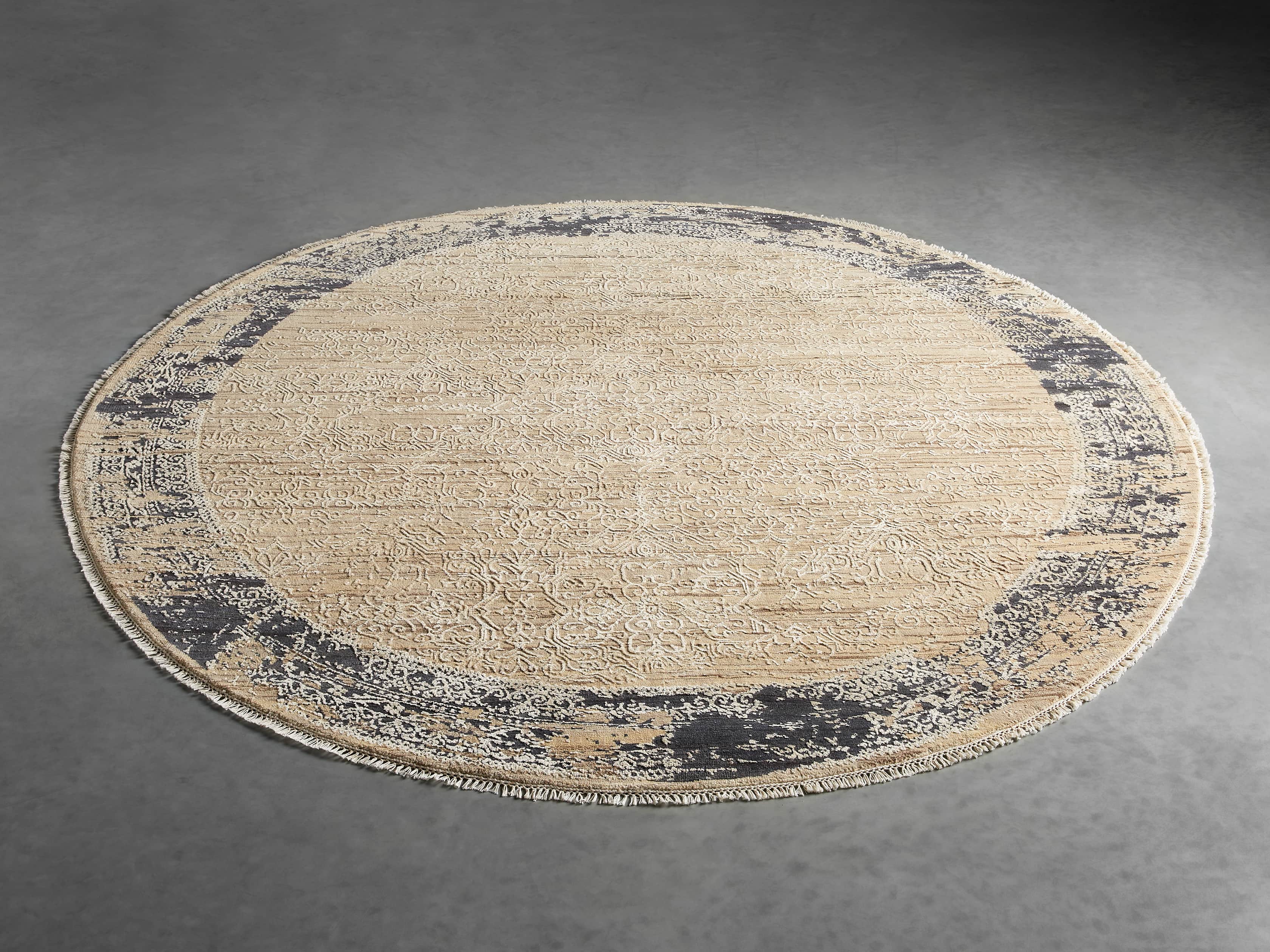 Grayson 10' Hand Knotted Round Rug in Beige, slide 2 of 3