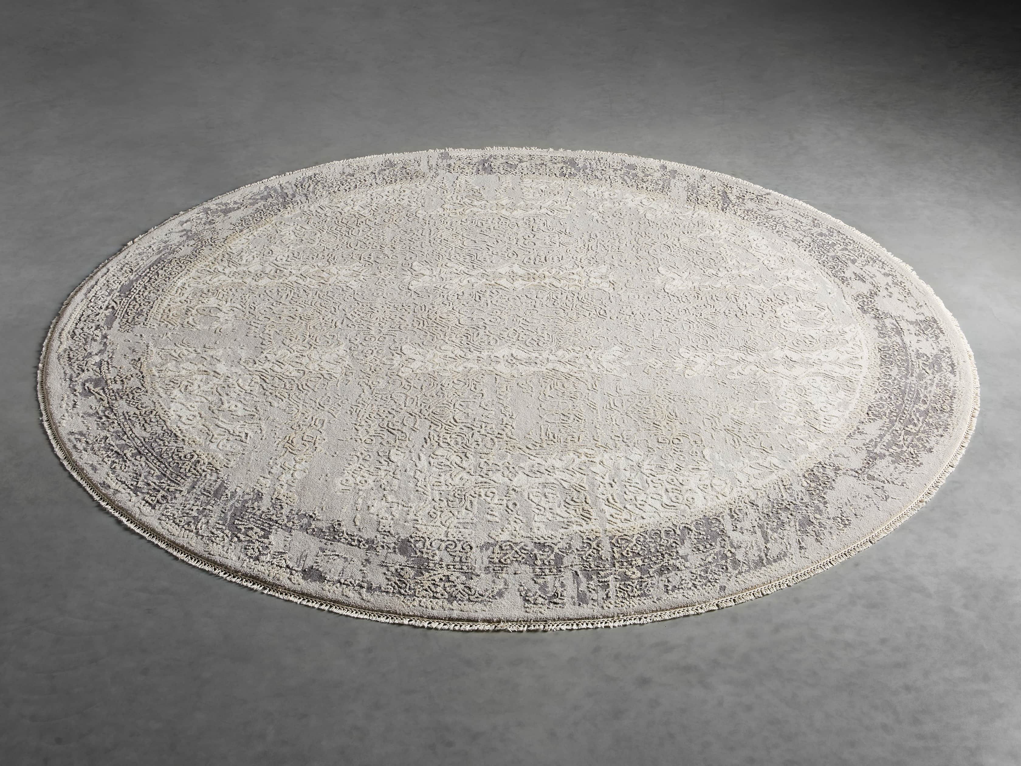 Grayson 8' Hand Knotted Round Rug in Grey, slide 2 of 6