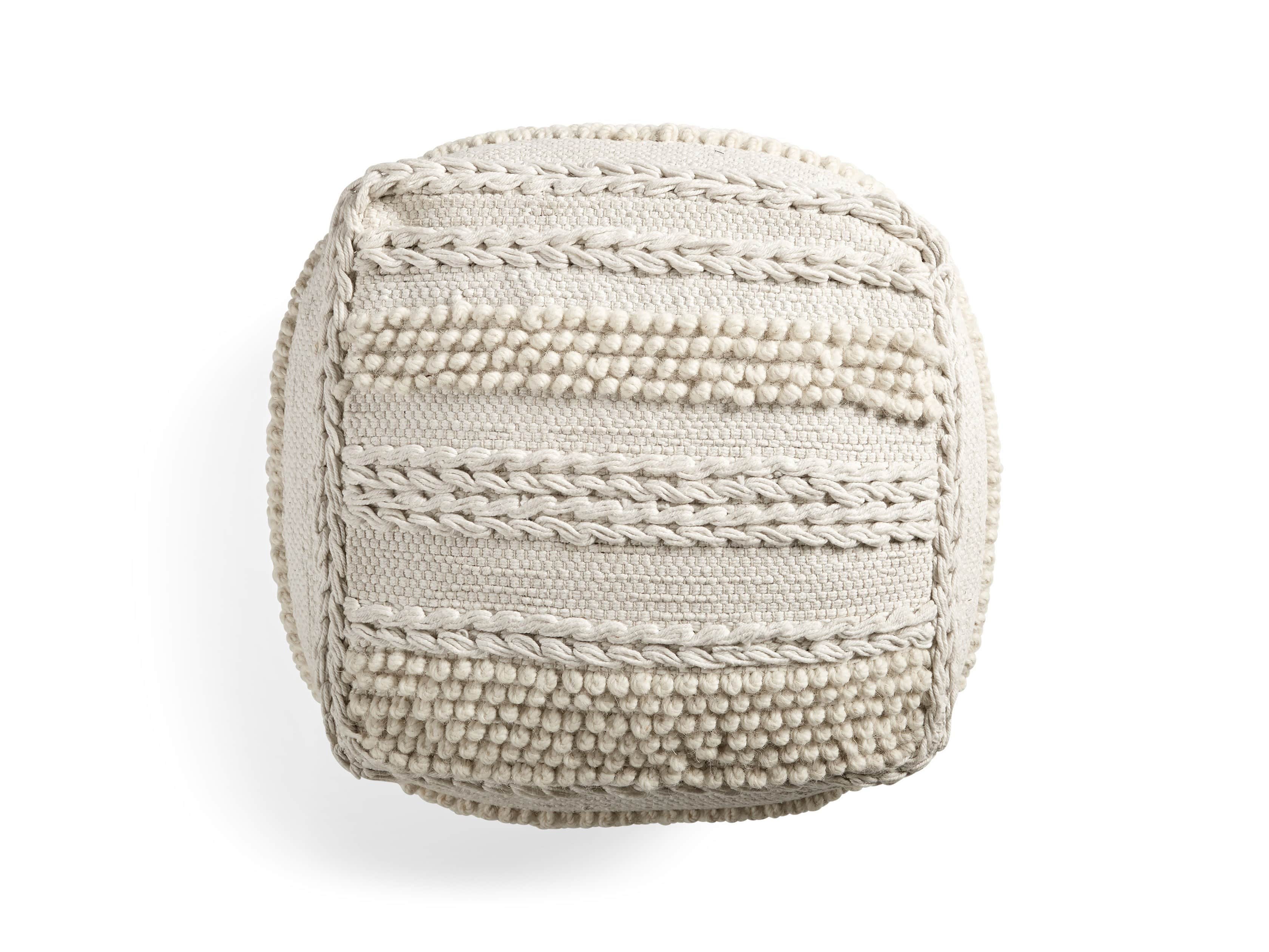 Charlie Ivory Shag Pouf, slide 3 of 5