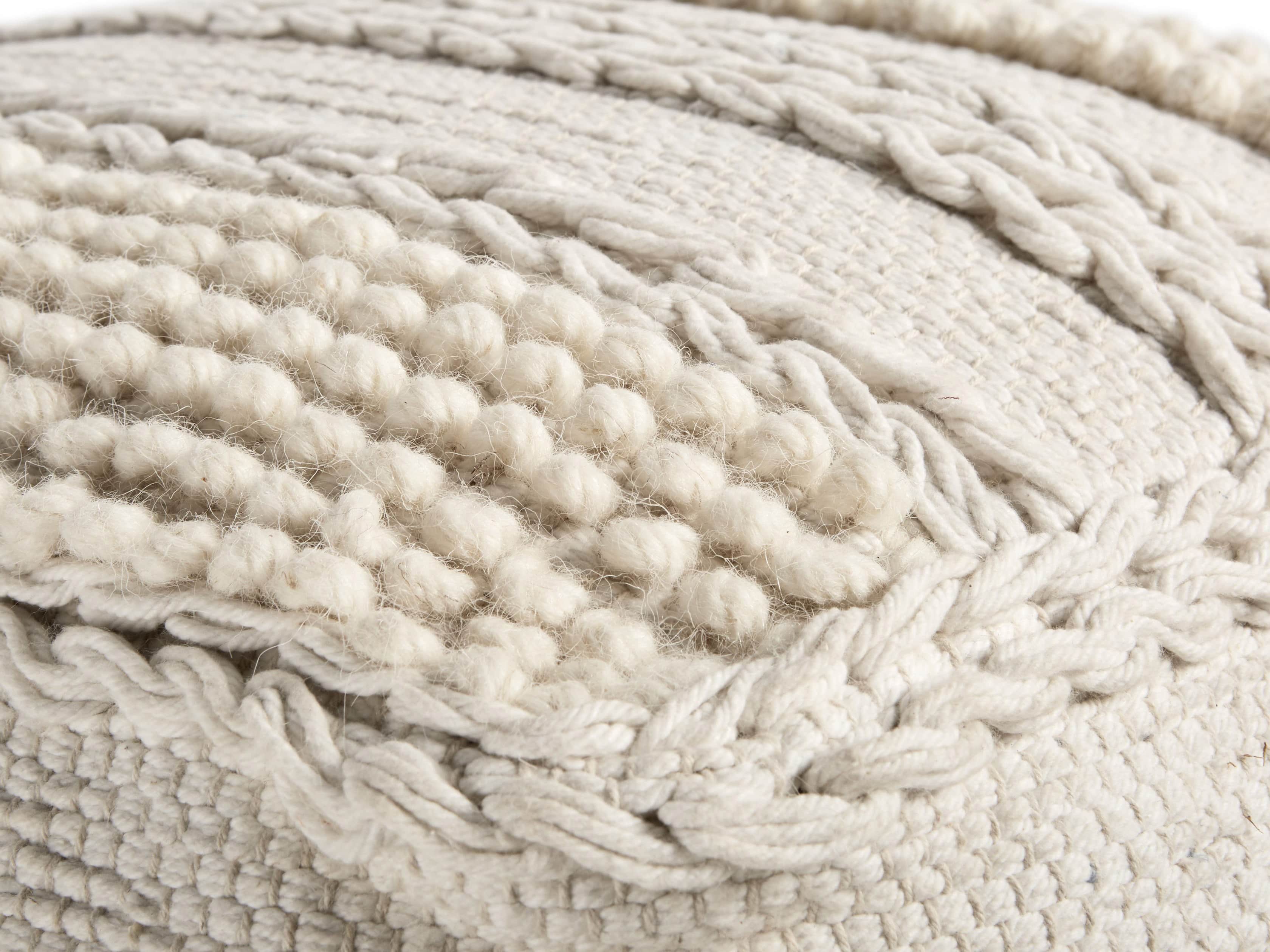 Charlie Ivory Shag Pouf, slide 2 of 5