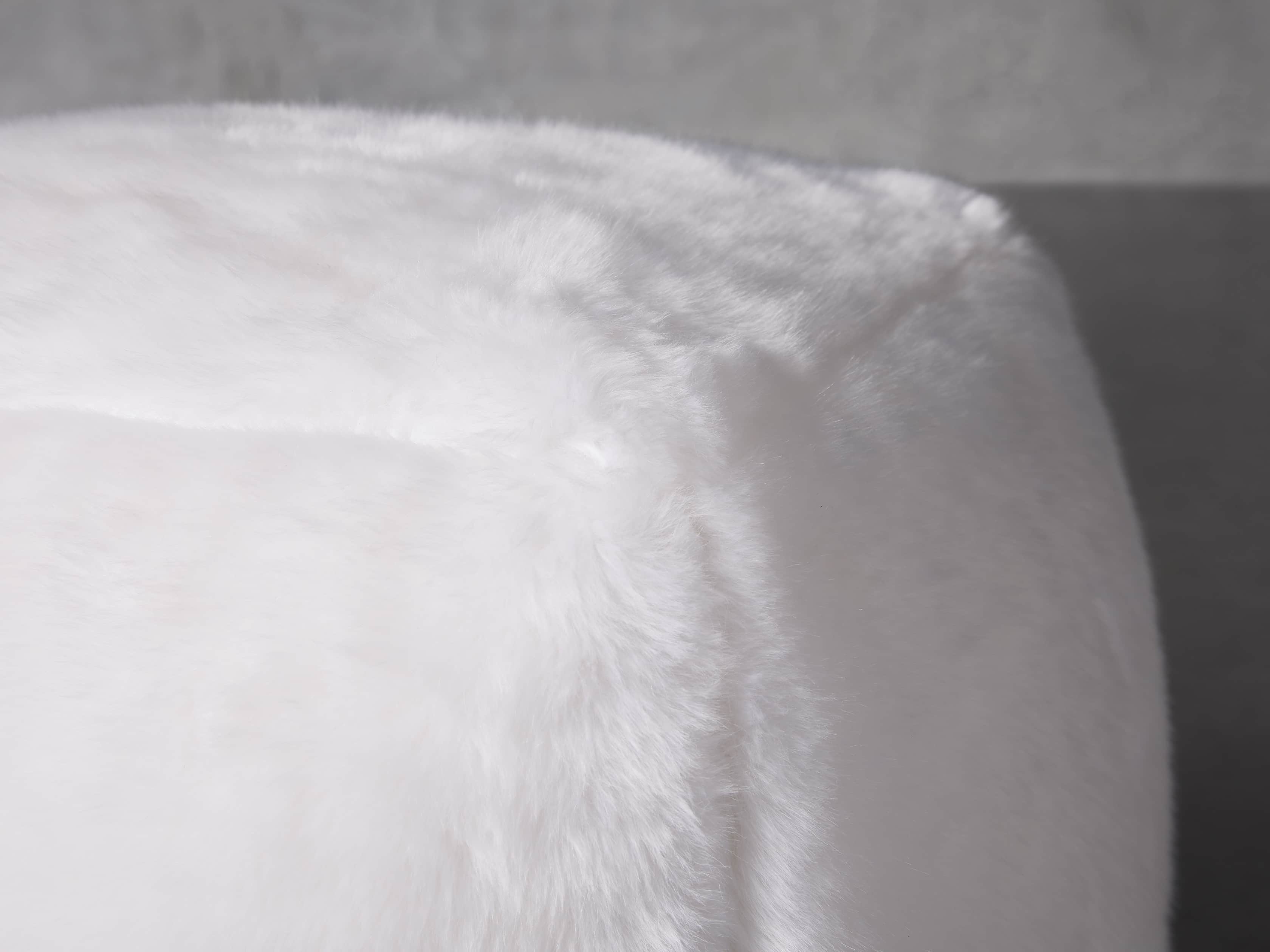 Faux Fur Ivory Pouf, slide 2 of 2