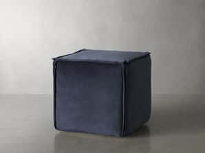 Velvet Round Pouf in Lichen