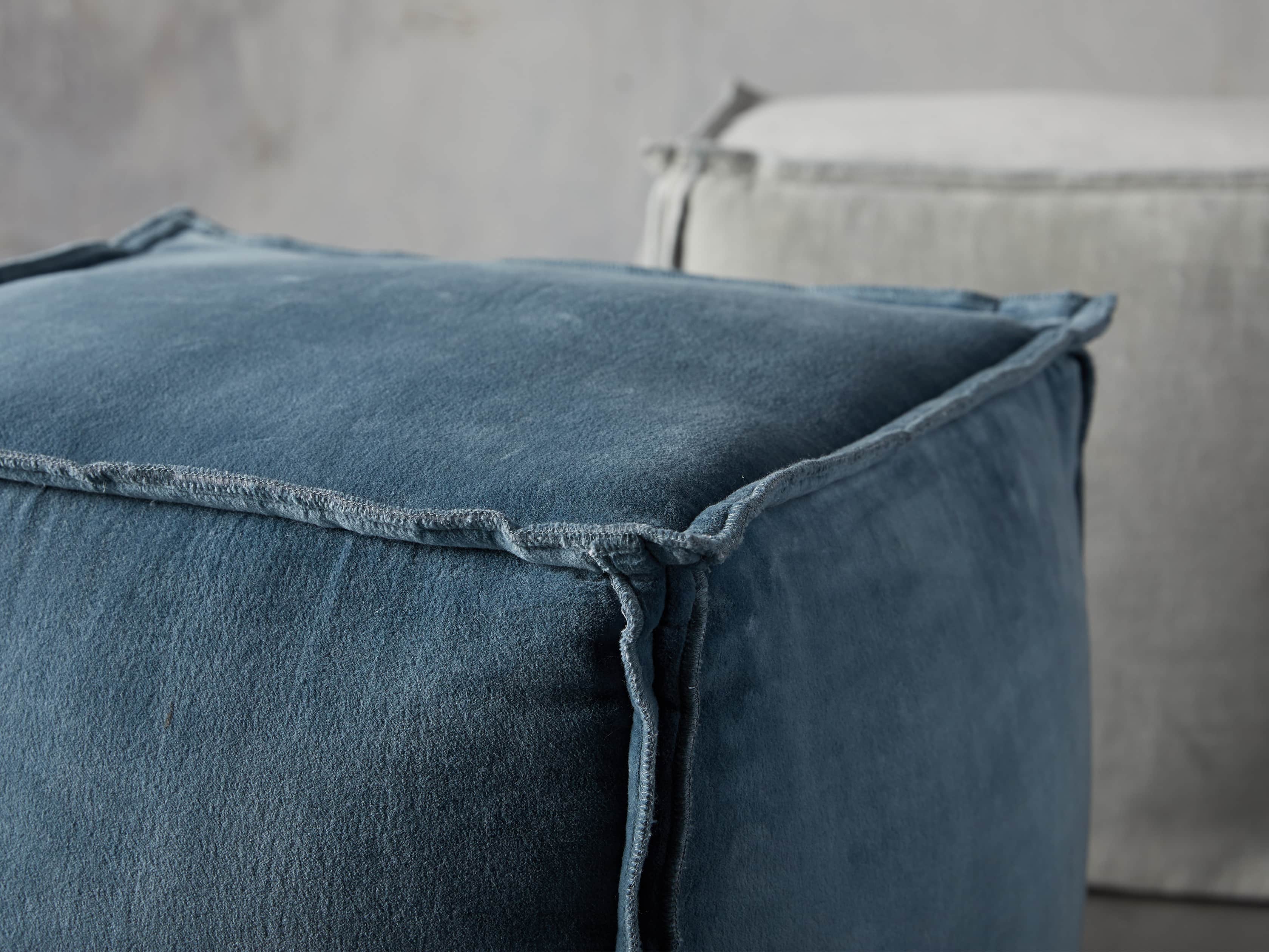 Washed Velvet Jade Pouf, slide 2 of 2