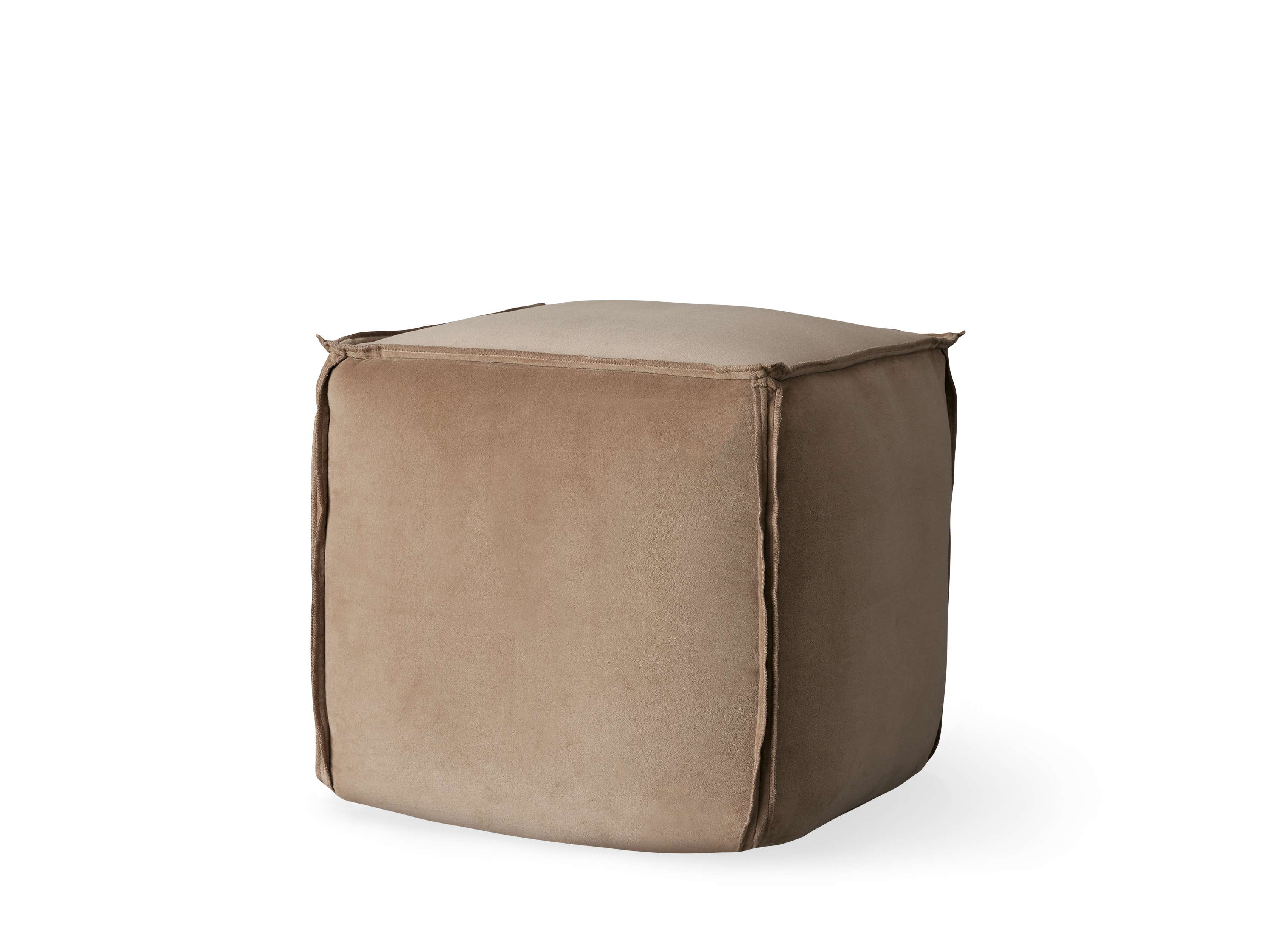Washed Velvet Square Pouf