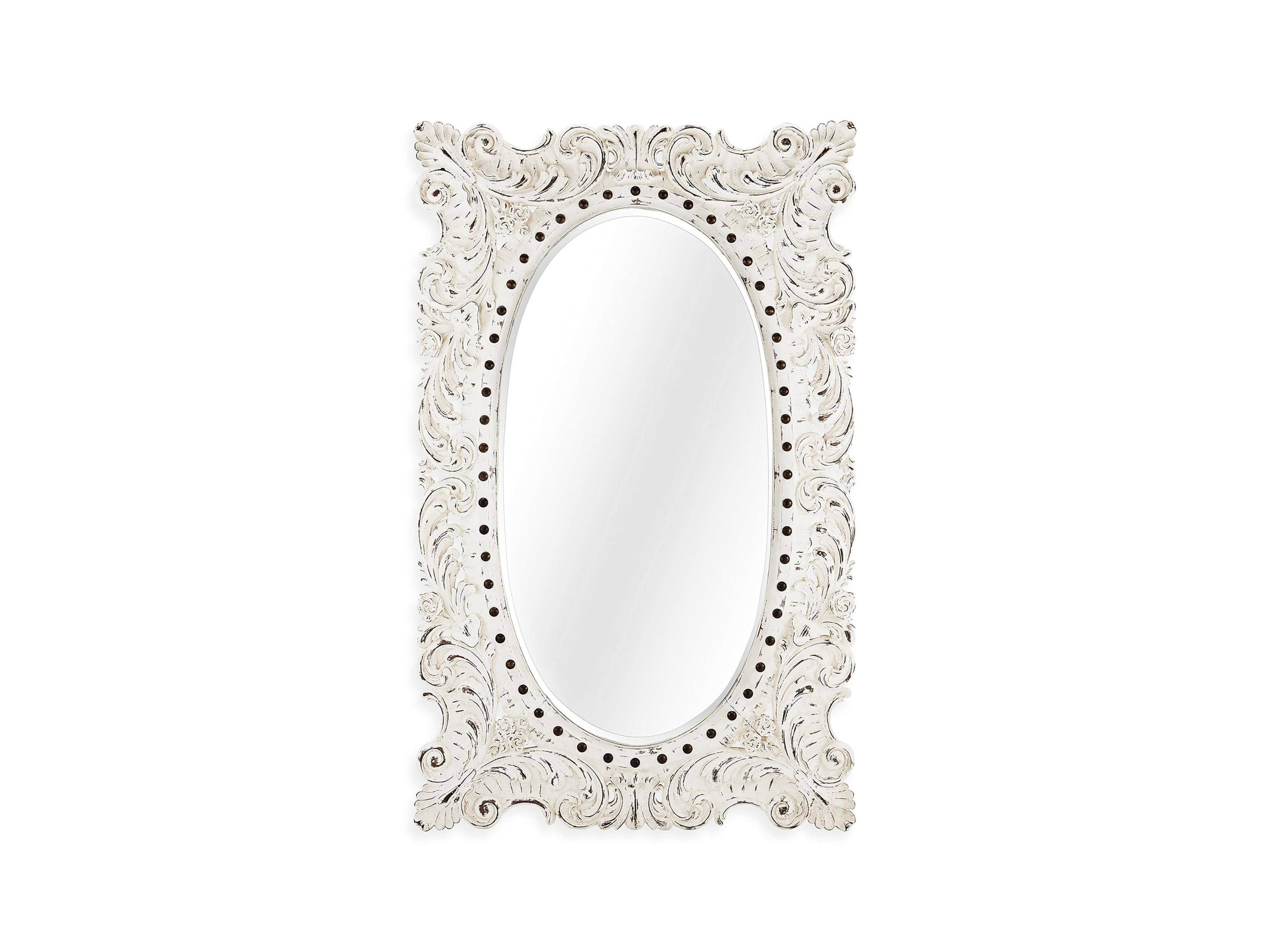 MERLE 52" X 84" HAND CARVED LARGE MIRROR IN WHITE, slide 3 of 3