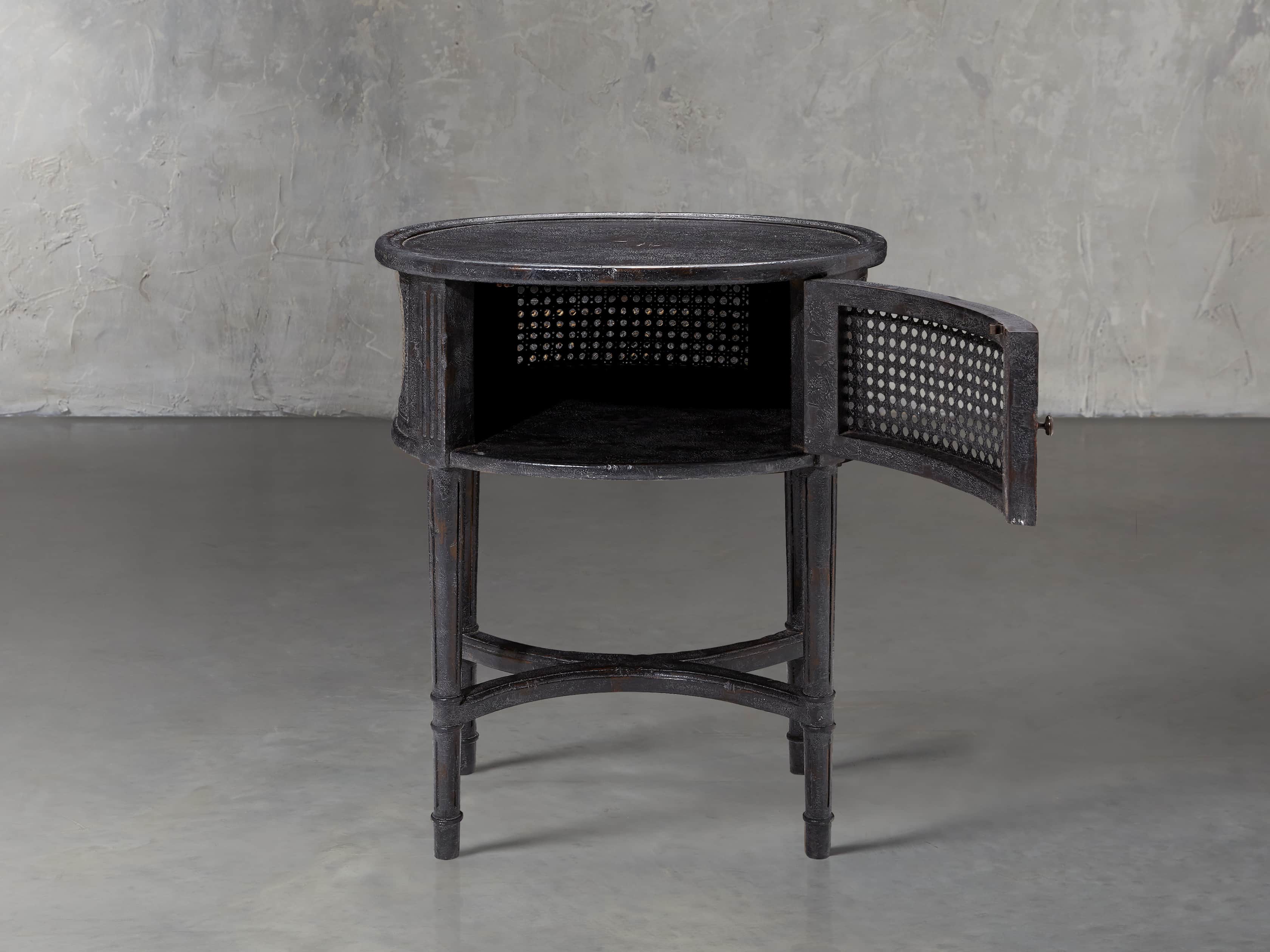 Merle Caned End Table in Black, slide 2 of 6