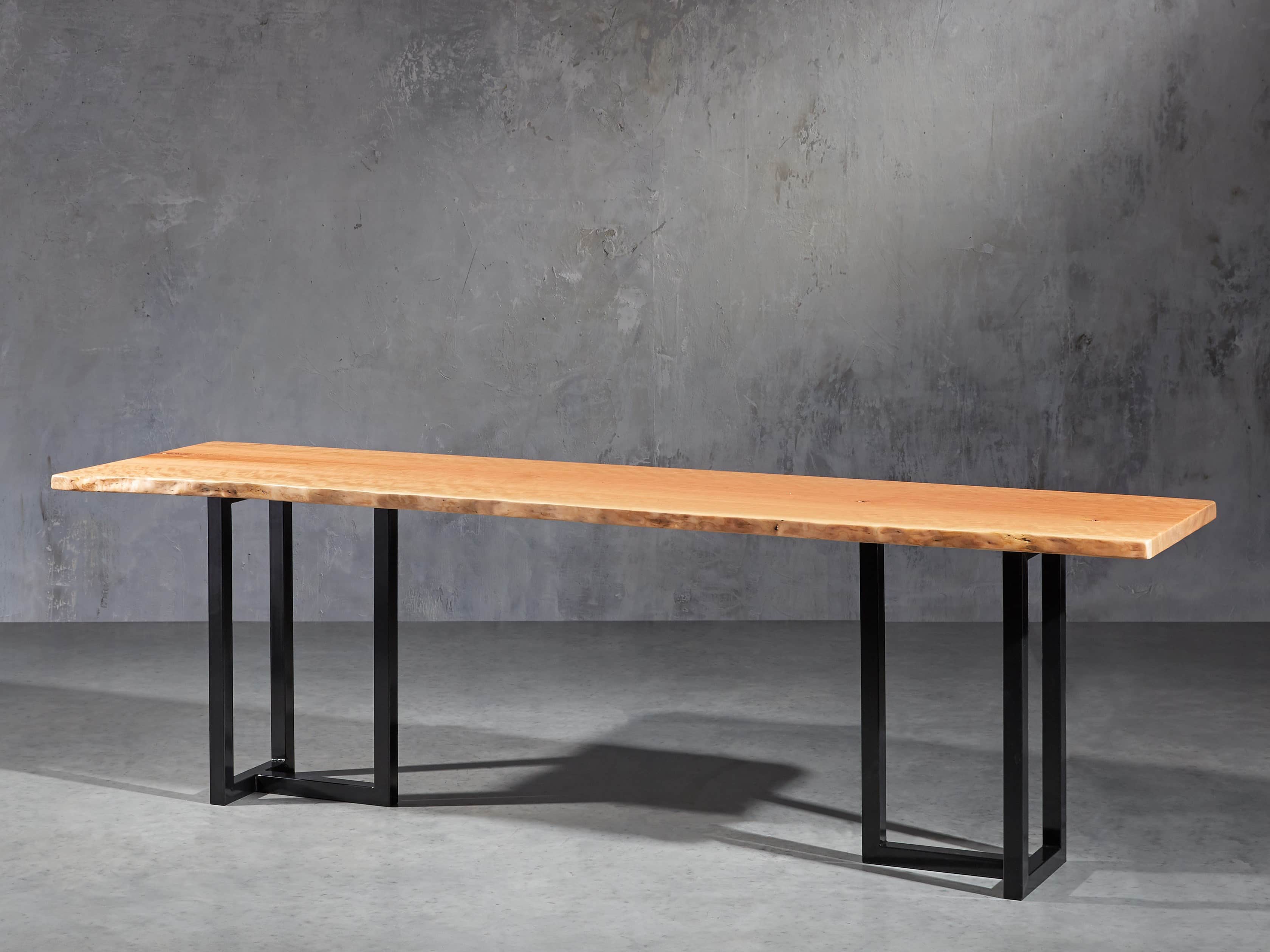 Cherry 96" Live Edge Iron Console Table