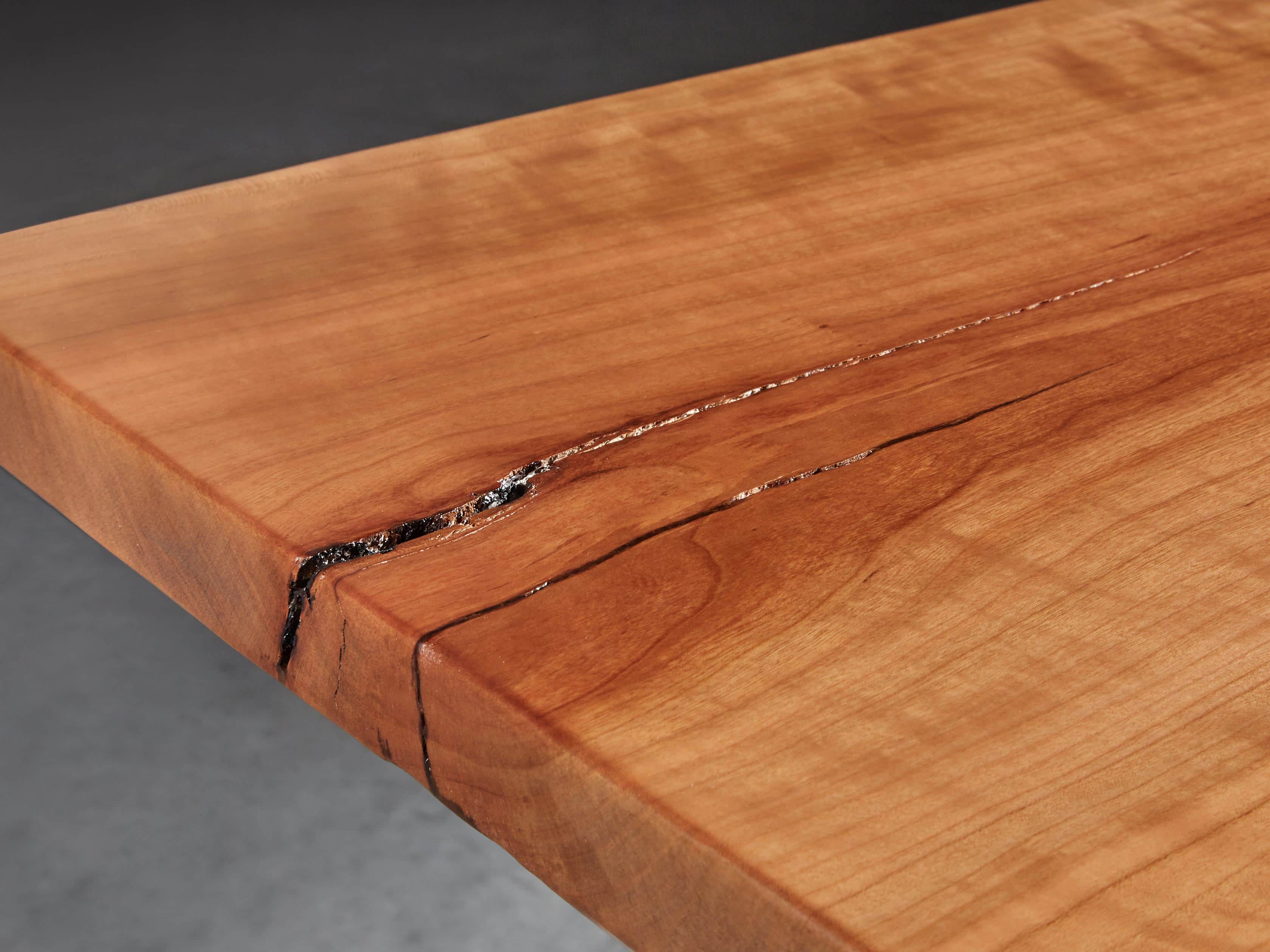 Cherry 96" Live Edge Iron Console Table