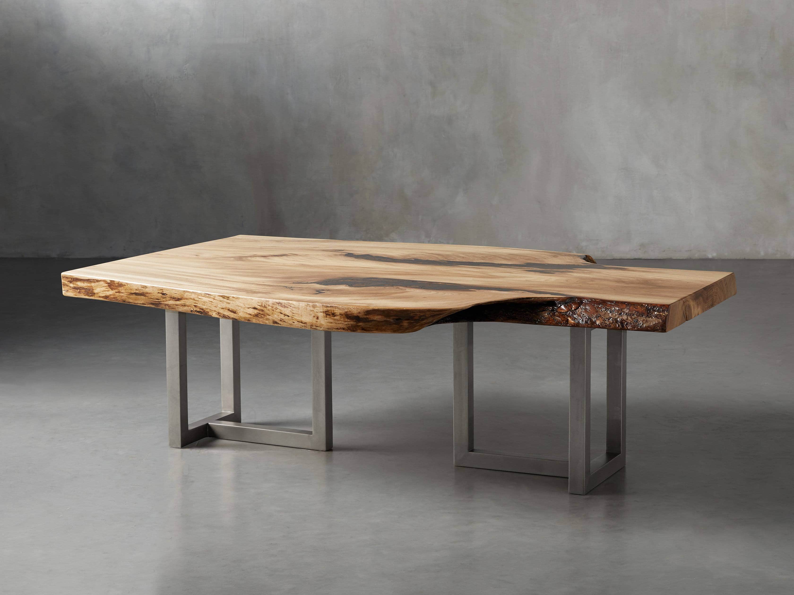 57" One of a Kind Elm Live Edge Coffee Table with Pewter Bass, slide 1 of 7