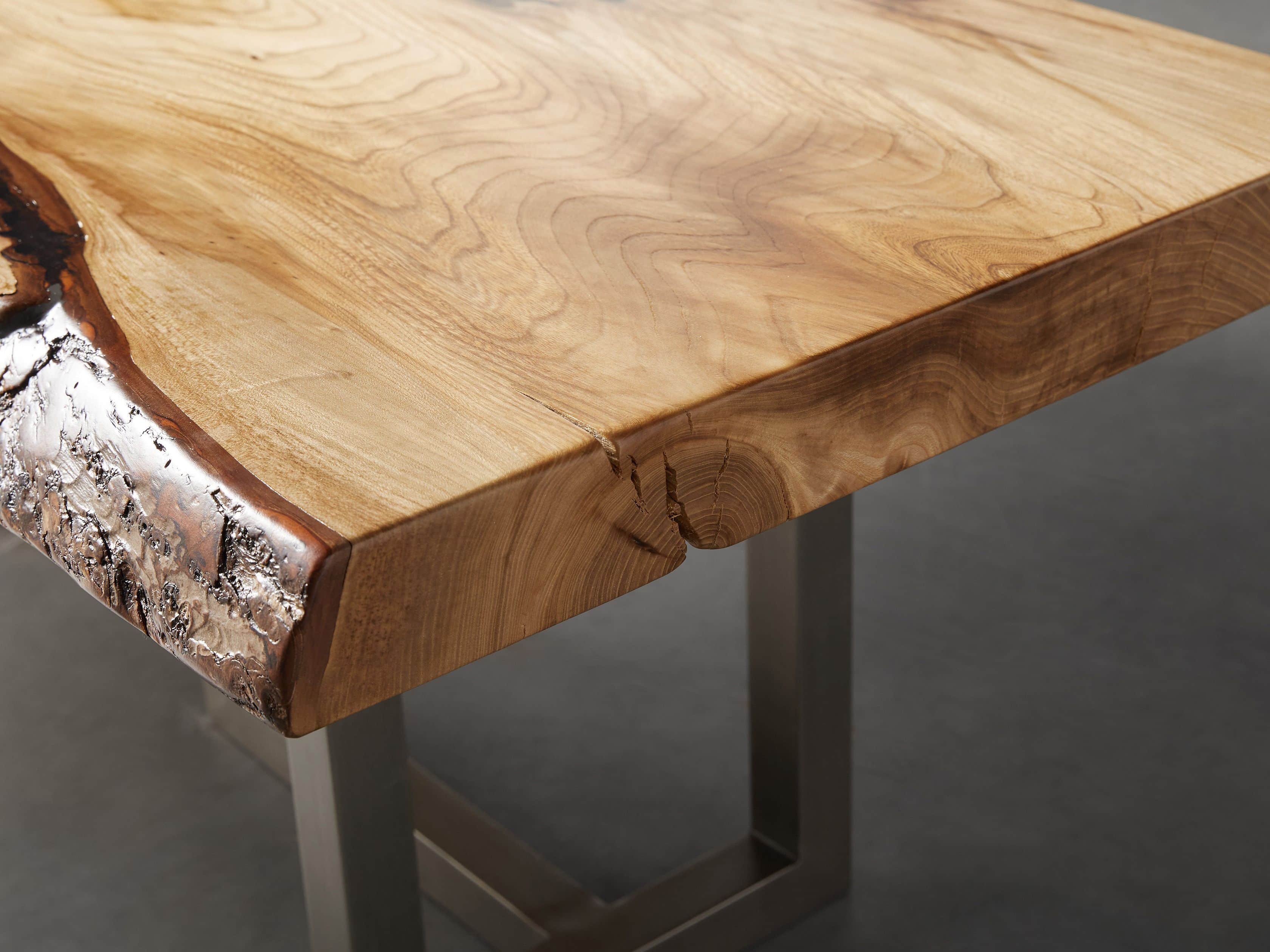 57" One of a Kind Elm Live Edge Coffee Table with Pewter Bass, slide 6 of 7