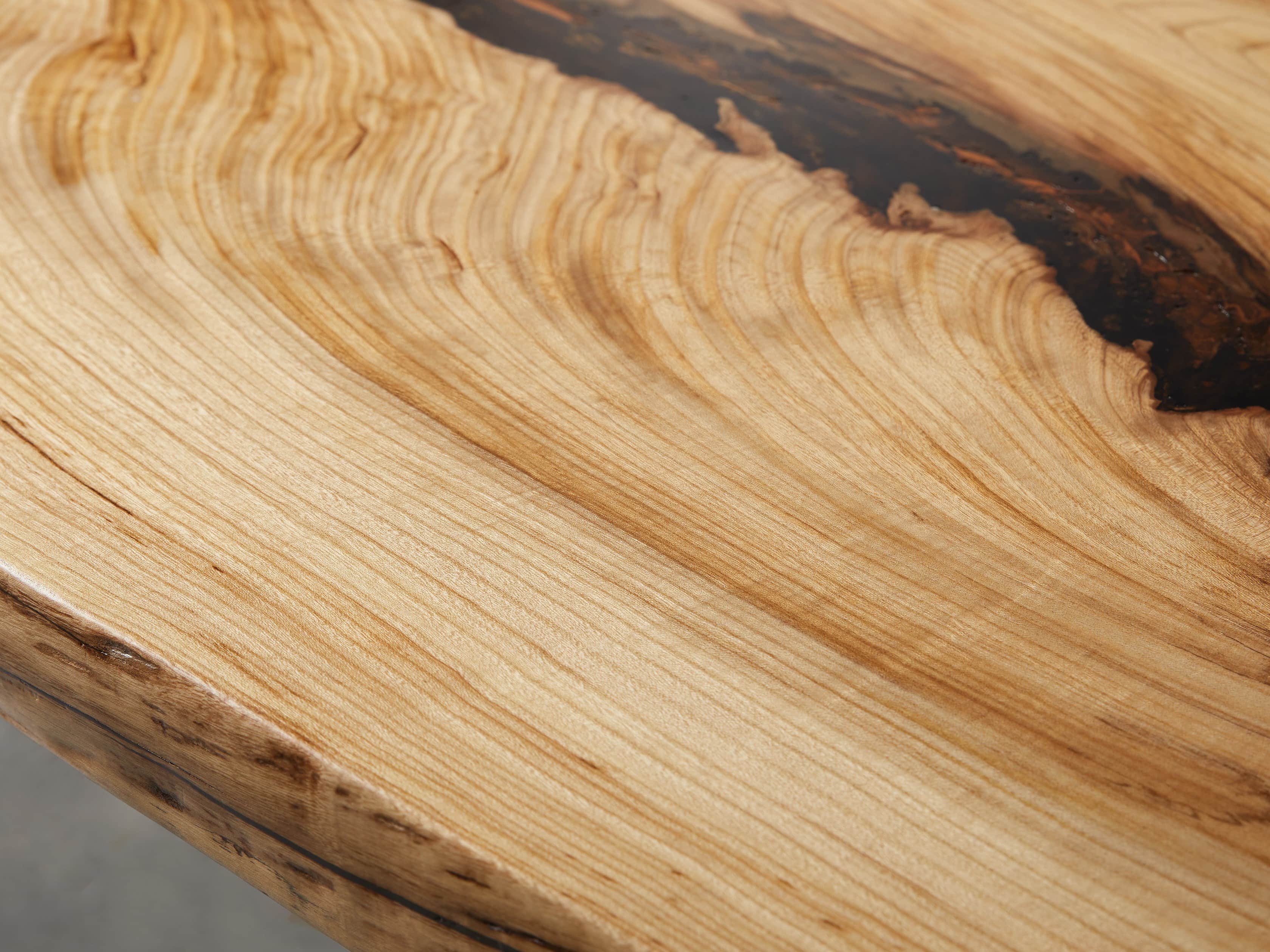 57" One of a Kind Elm Live Edge Coffee Table with Pewter Bass, slide 7 of 7