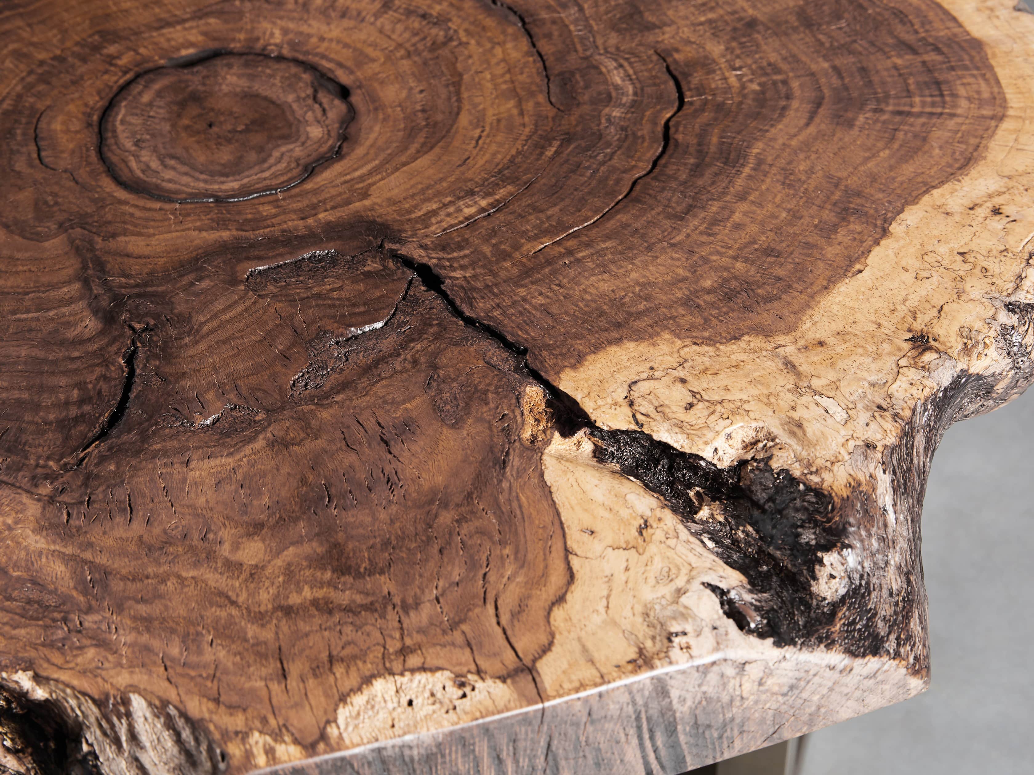 36" One of a Kind Red Oak Live Edge Coffee Table with Brass Base