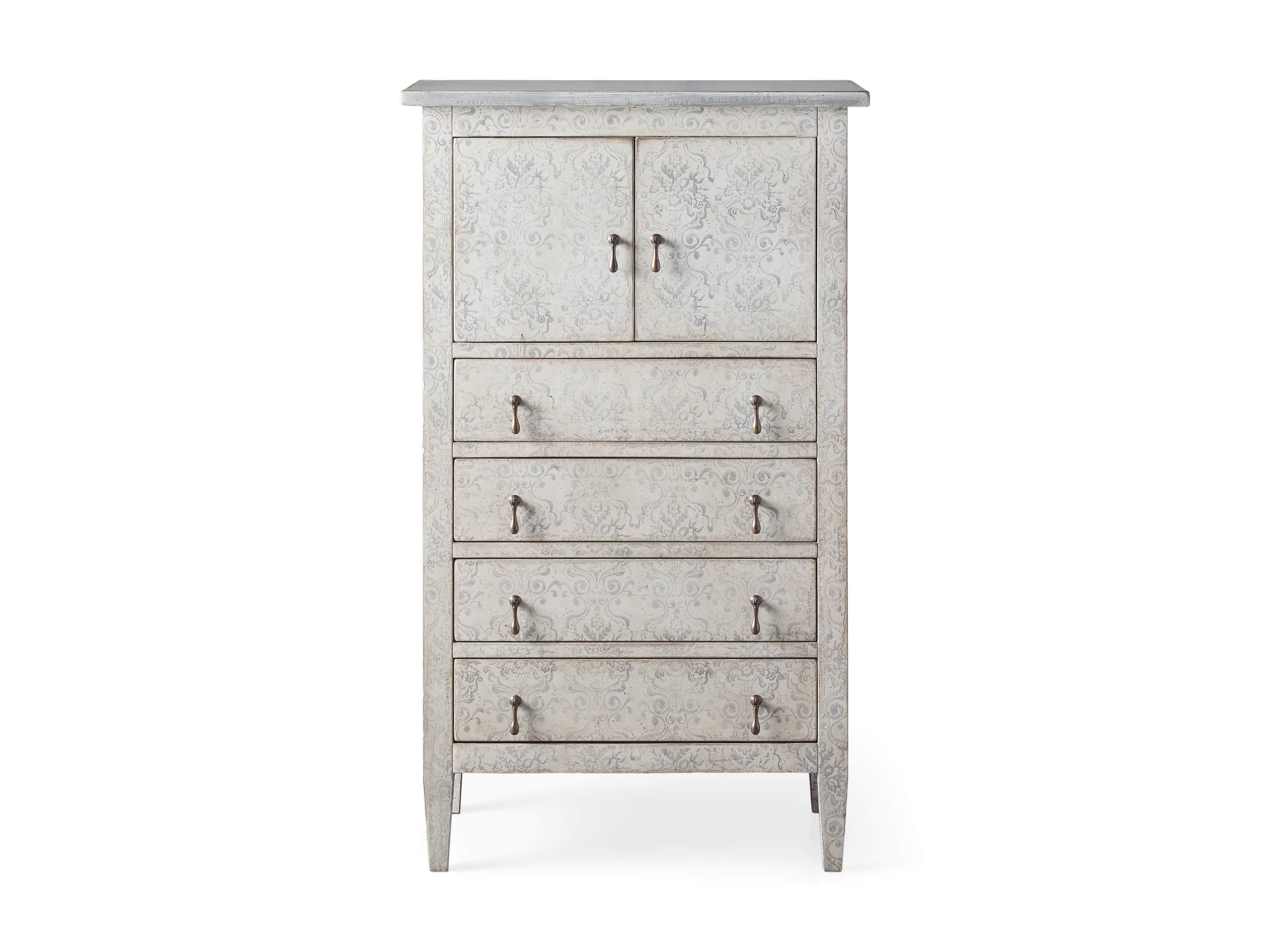 Amalfi 31.5" Small 2 Door Cabinet with 4 Drawers in Bianco with Grigio, slide 5 of 5