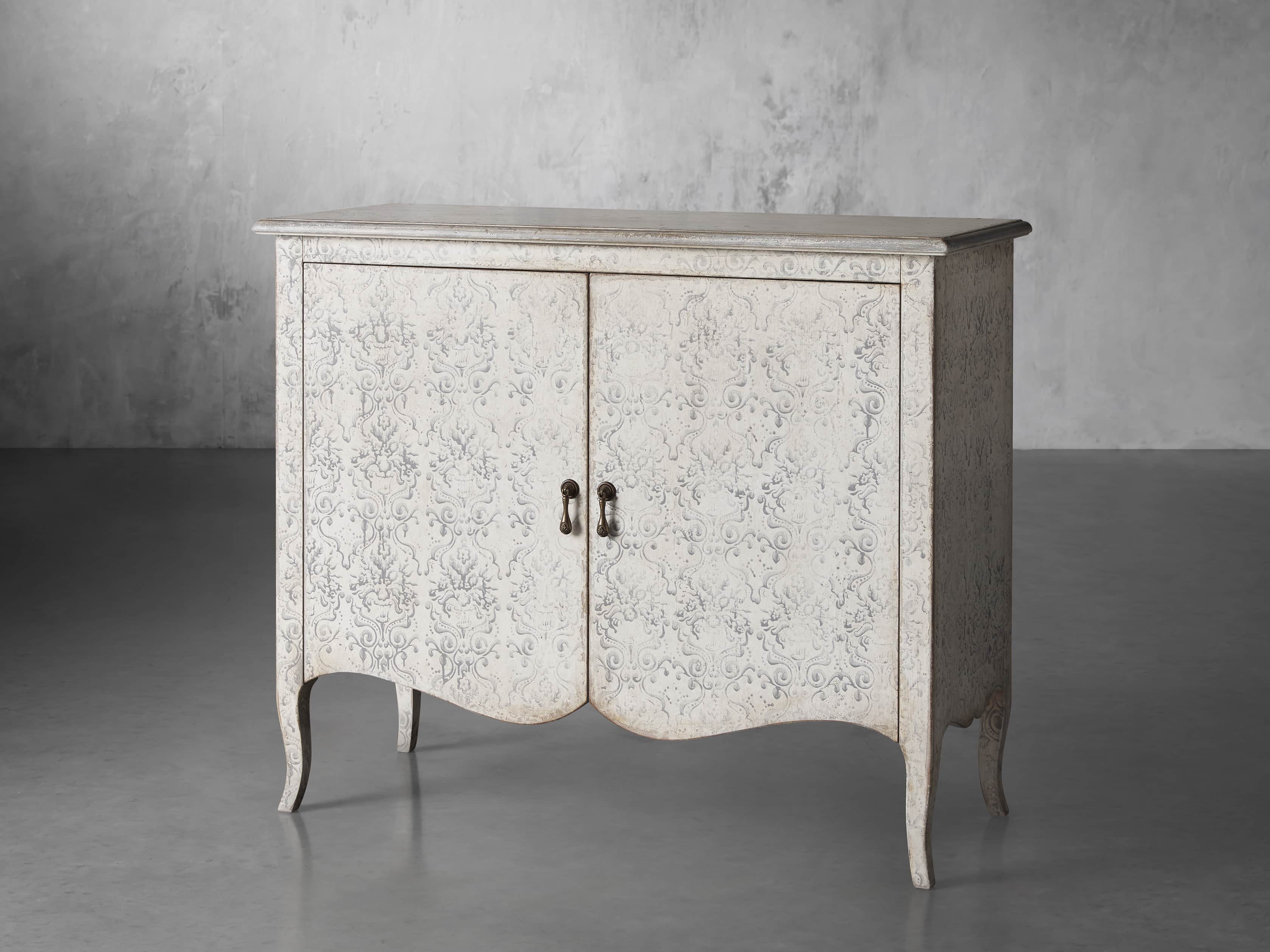 Amalfi 44.5" Modello Isabella 2 Door Chest in Bianco with Grigio, slide 2 of 5
