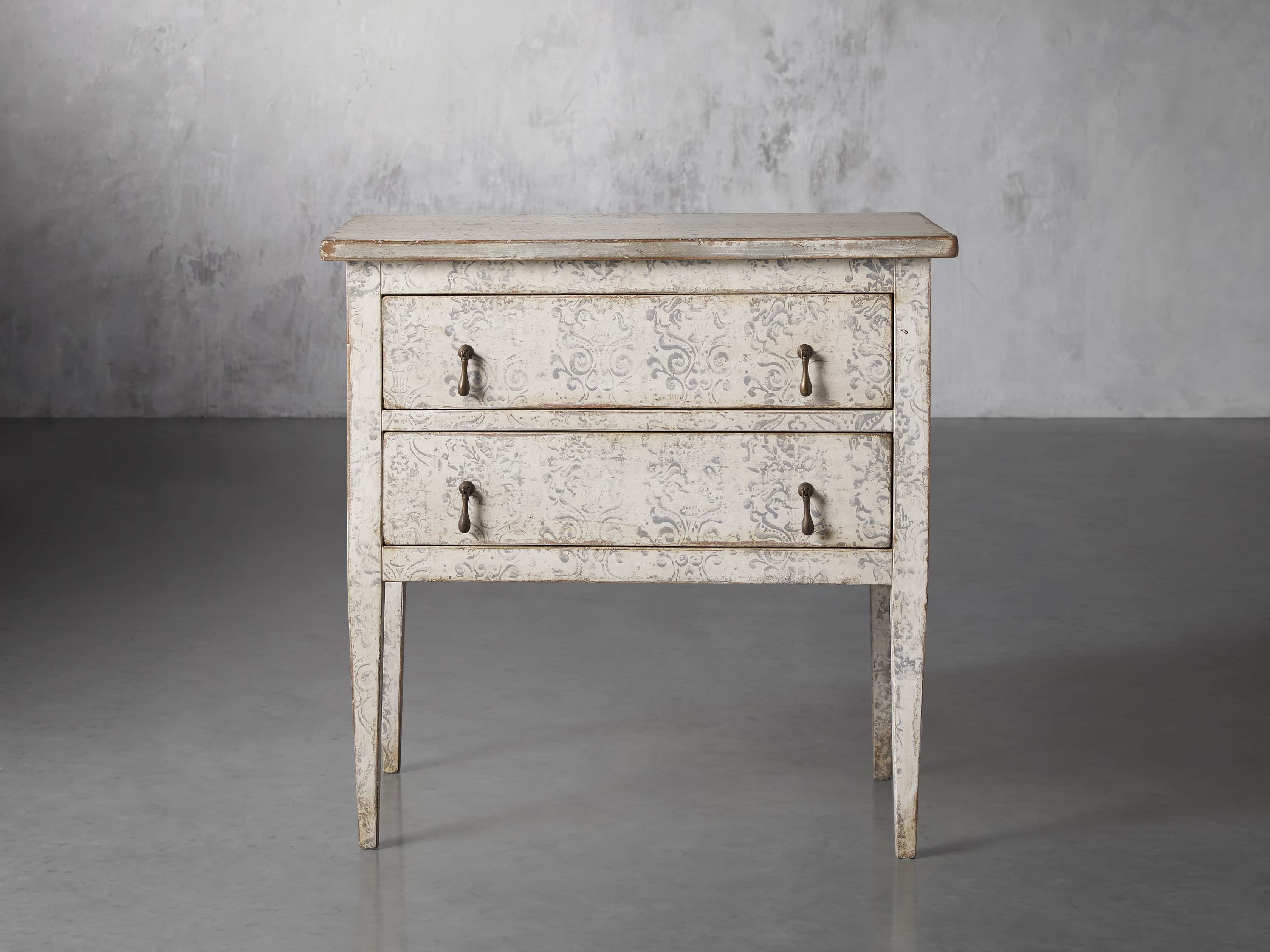 Amalfi 31.5" Small Two Chest Drawer in Bianco with Grigio, slide 1 of 5
