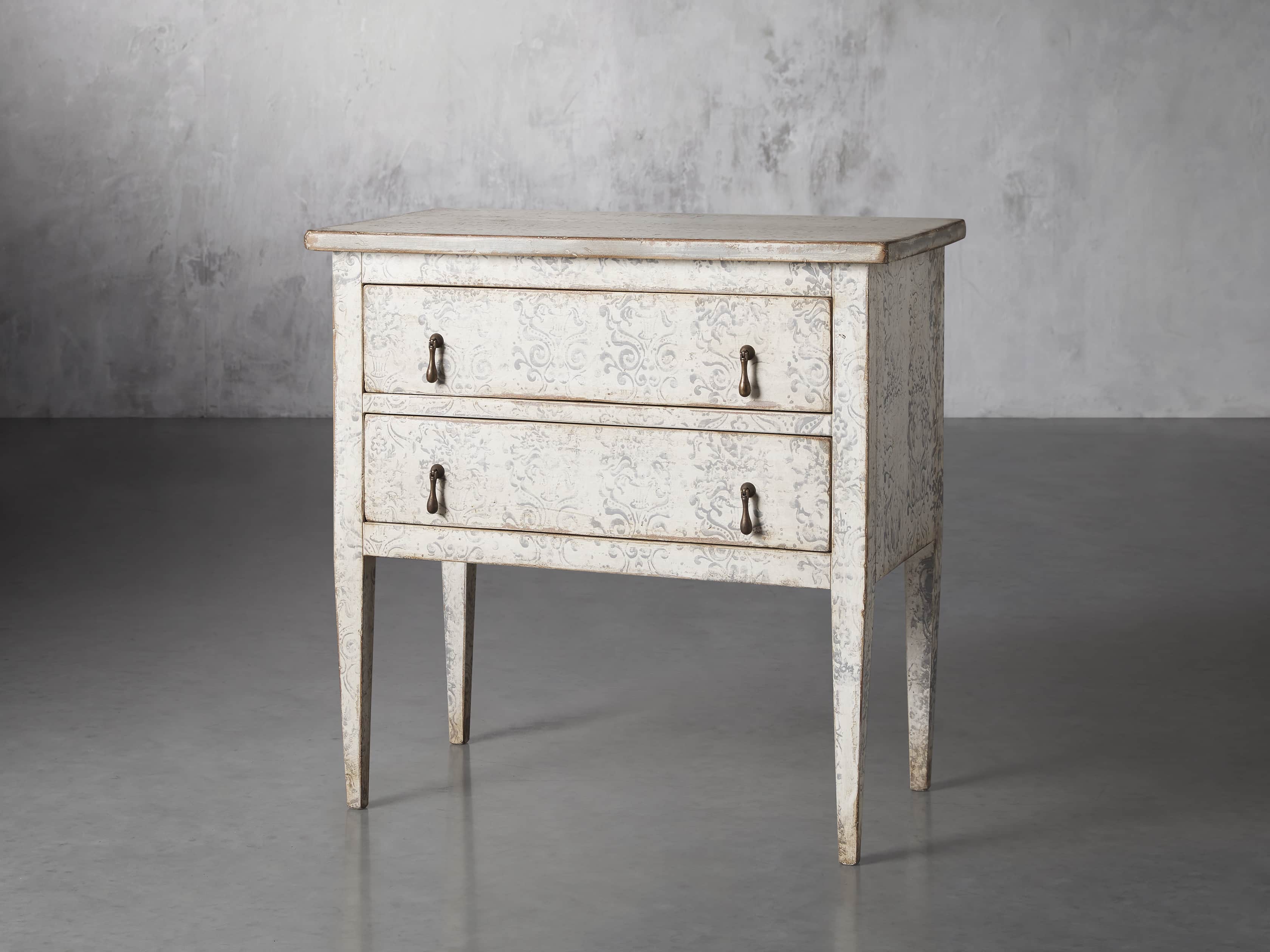 Amalfi 31.5" Small Two Chest Drawer in Bianco with Grigio, slide 2 of 5