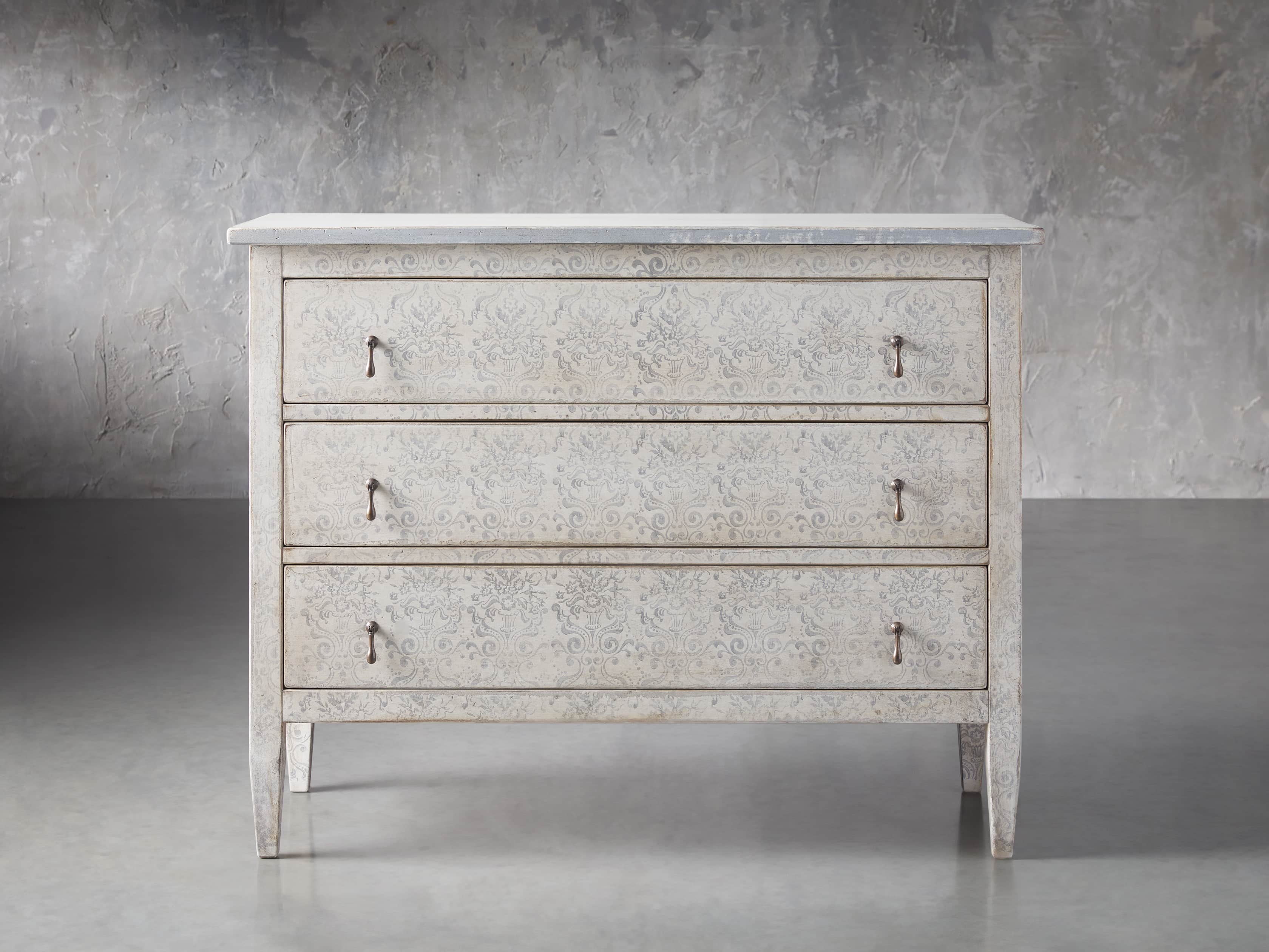 Amalfi 50" Three Chest Drawer in Bianco with Grigio, slide 1 of 5