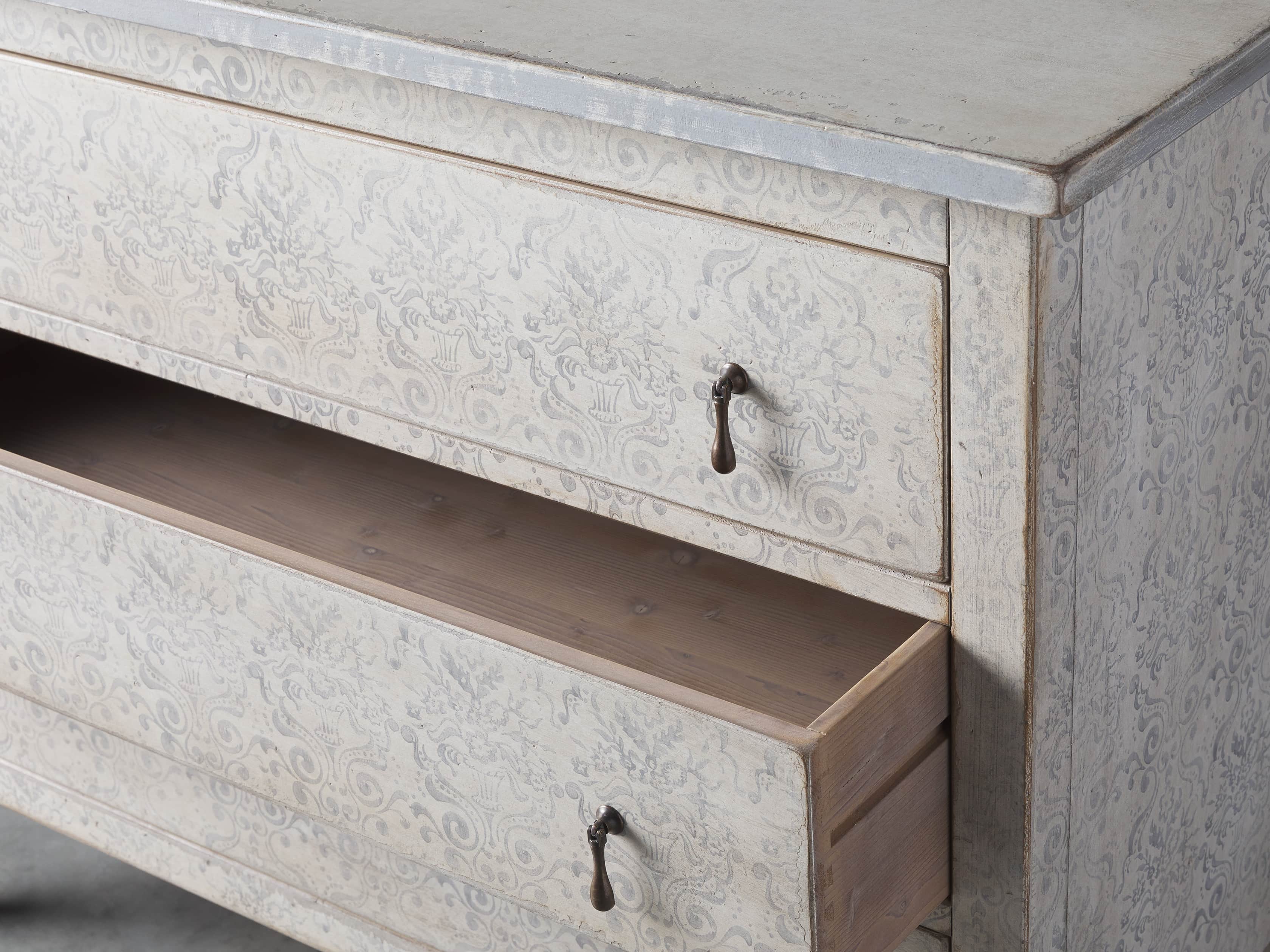 Amalfi 50" Three Chest Drawer in Bianco with Grigio, slide 3 of 5