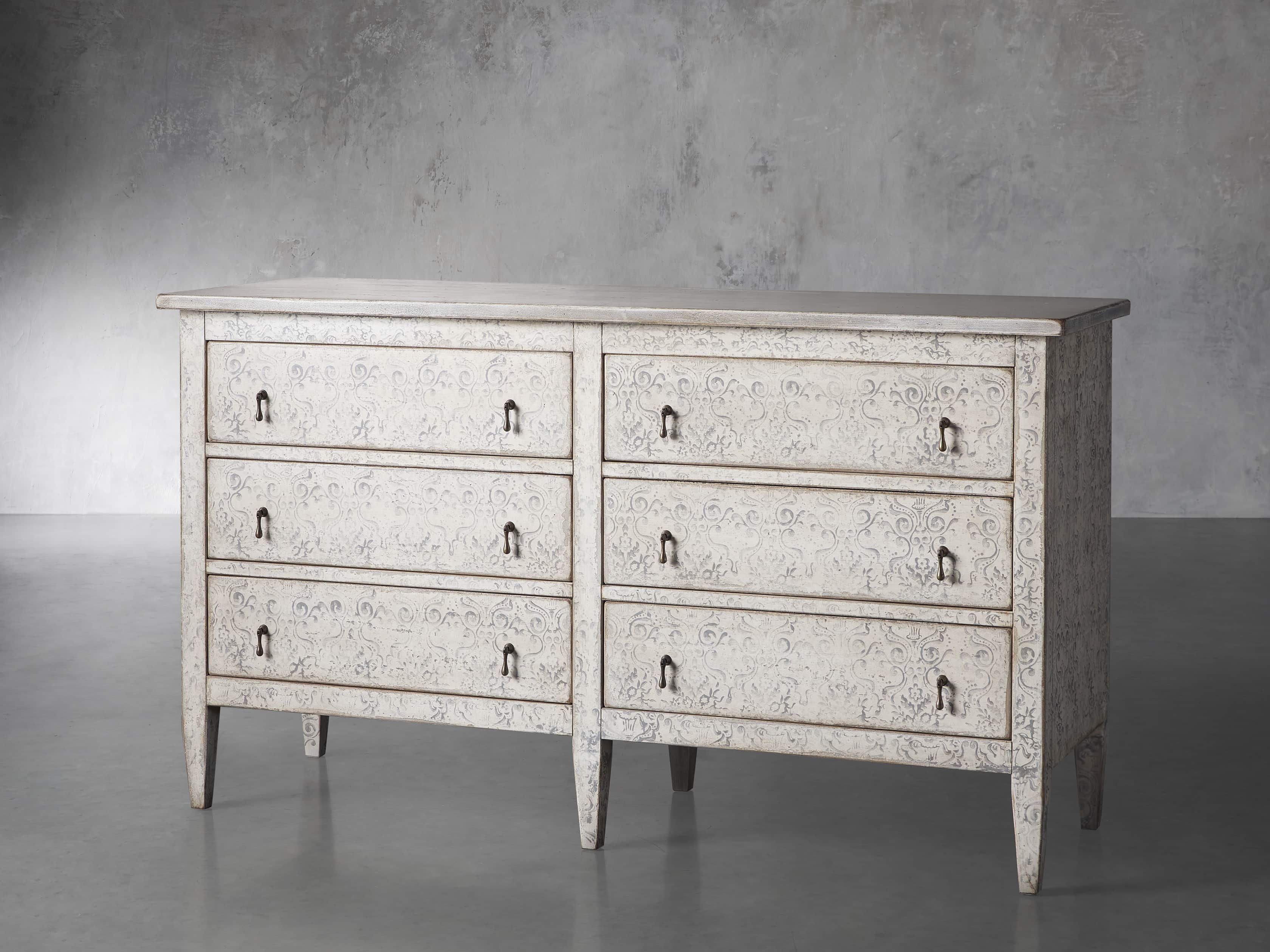Amalfi 63" Six Chest Drawer in Bianco with Grigio, slide 2 of 5