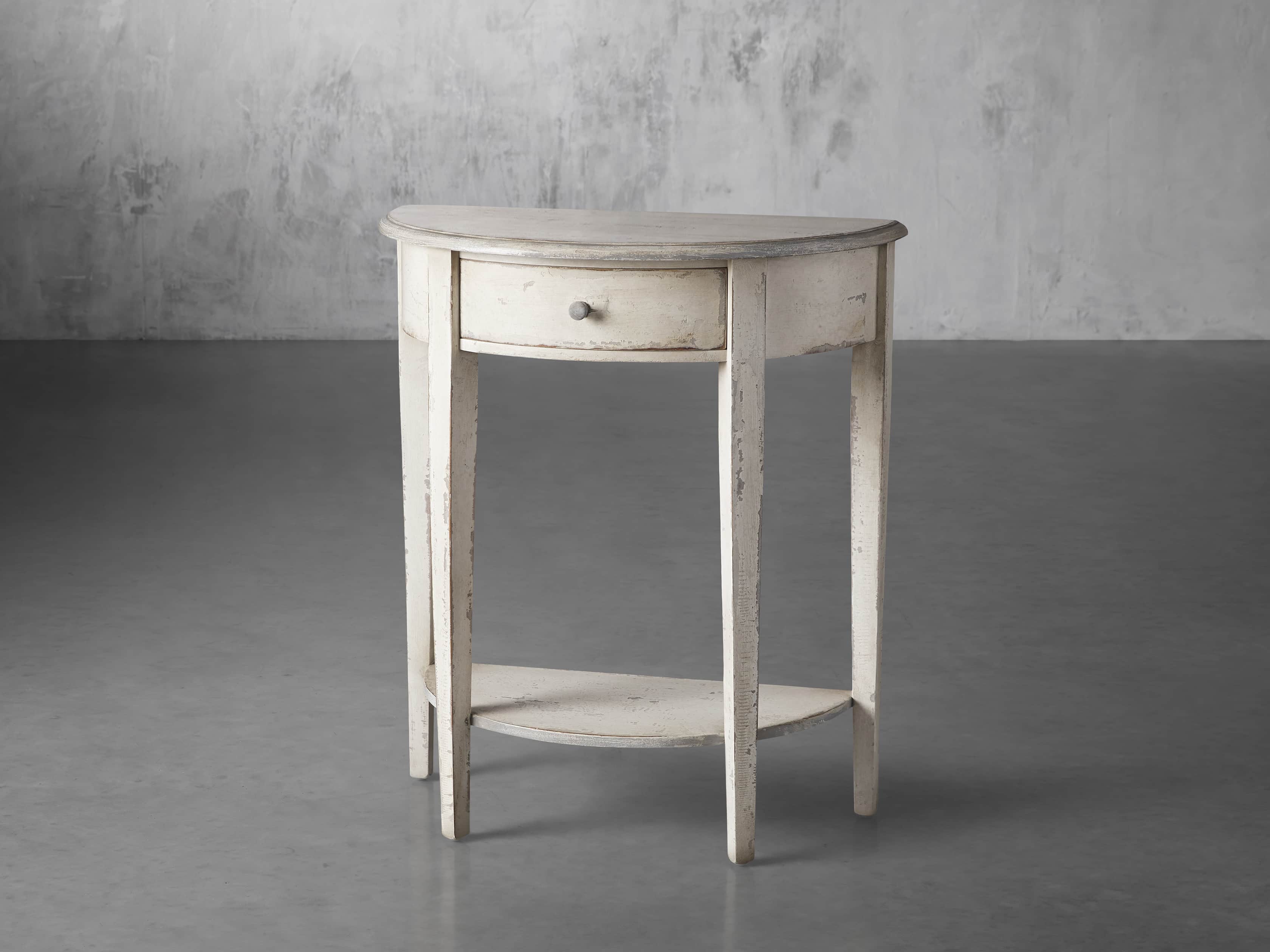 Amalfi 24.5" Demilune Side Table in Bianco, slide 2 of 4