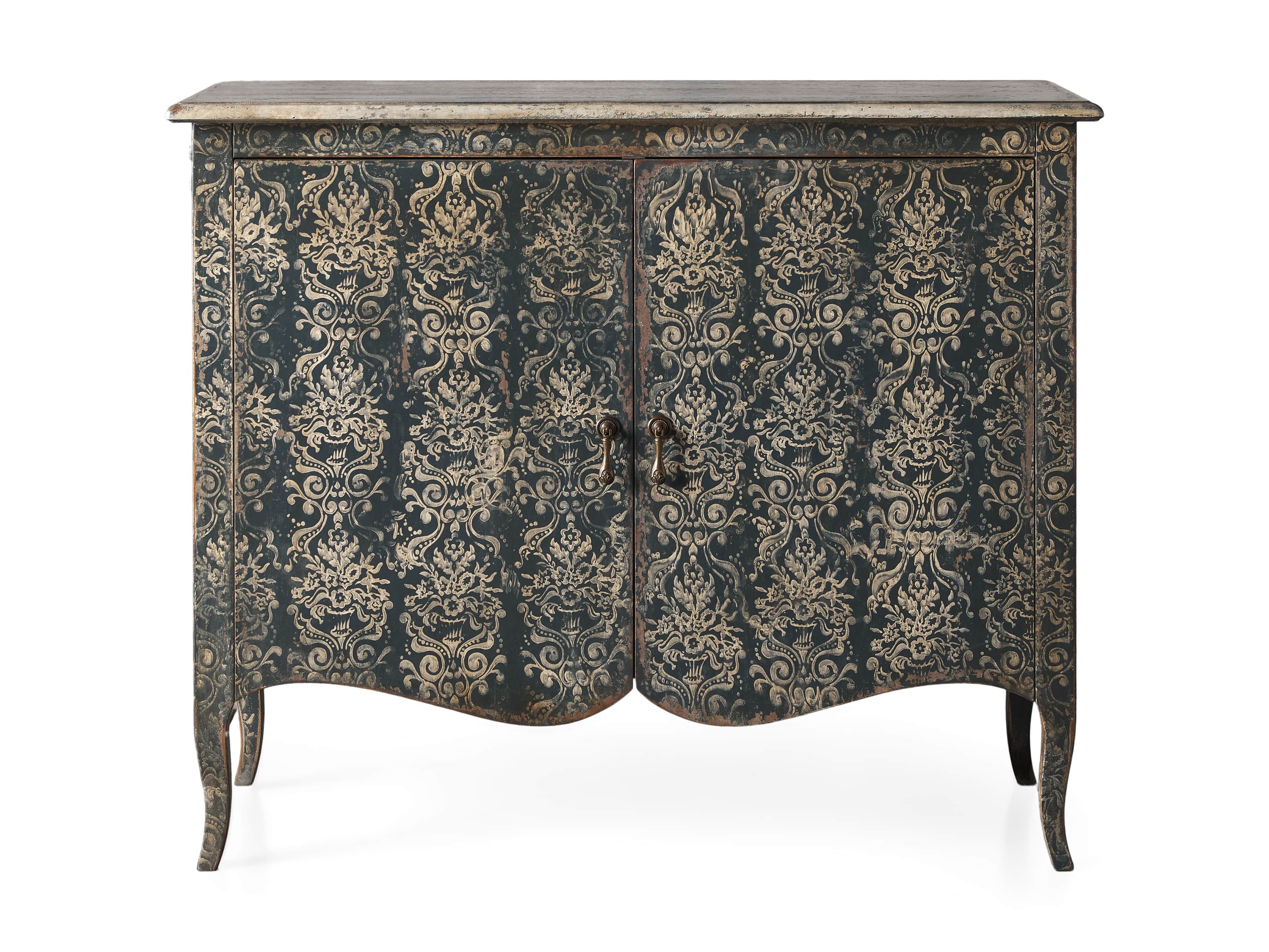 Amalfi 44.5" Modello Isabella 2 Door Chest in Blue Grigio with White, slide 4 of 4