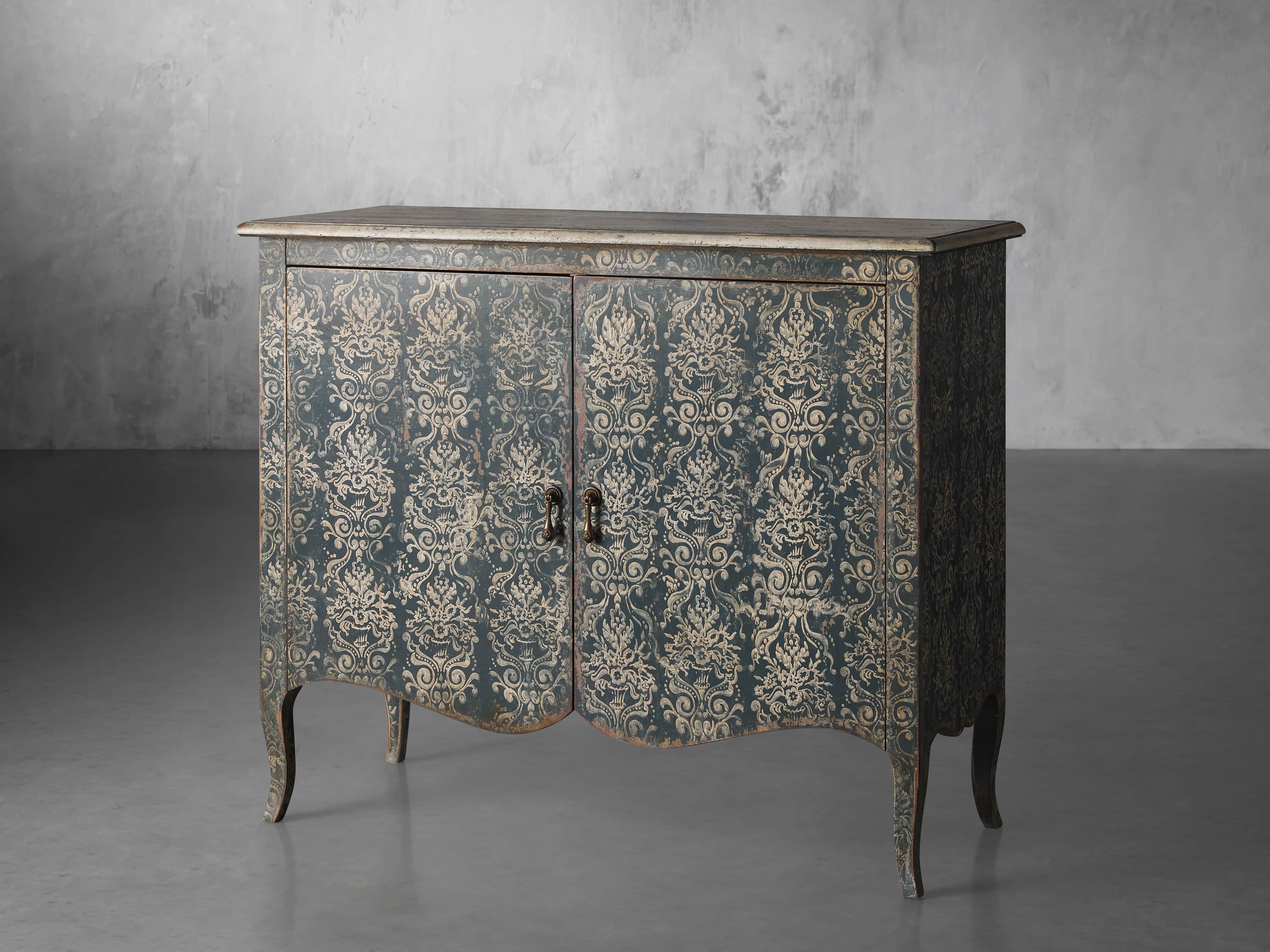 Amalfi 44.5" Modello Isabella 2 Door Chest in Blue Grigio with White, slide 2 of 4