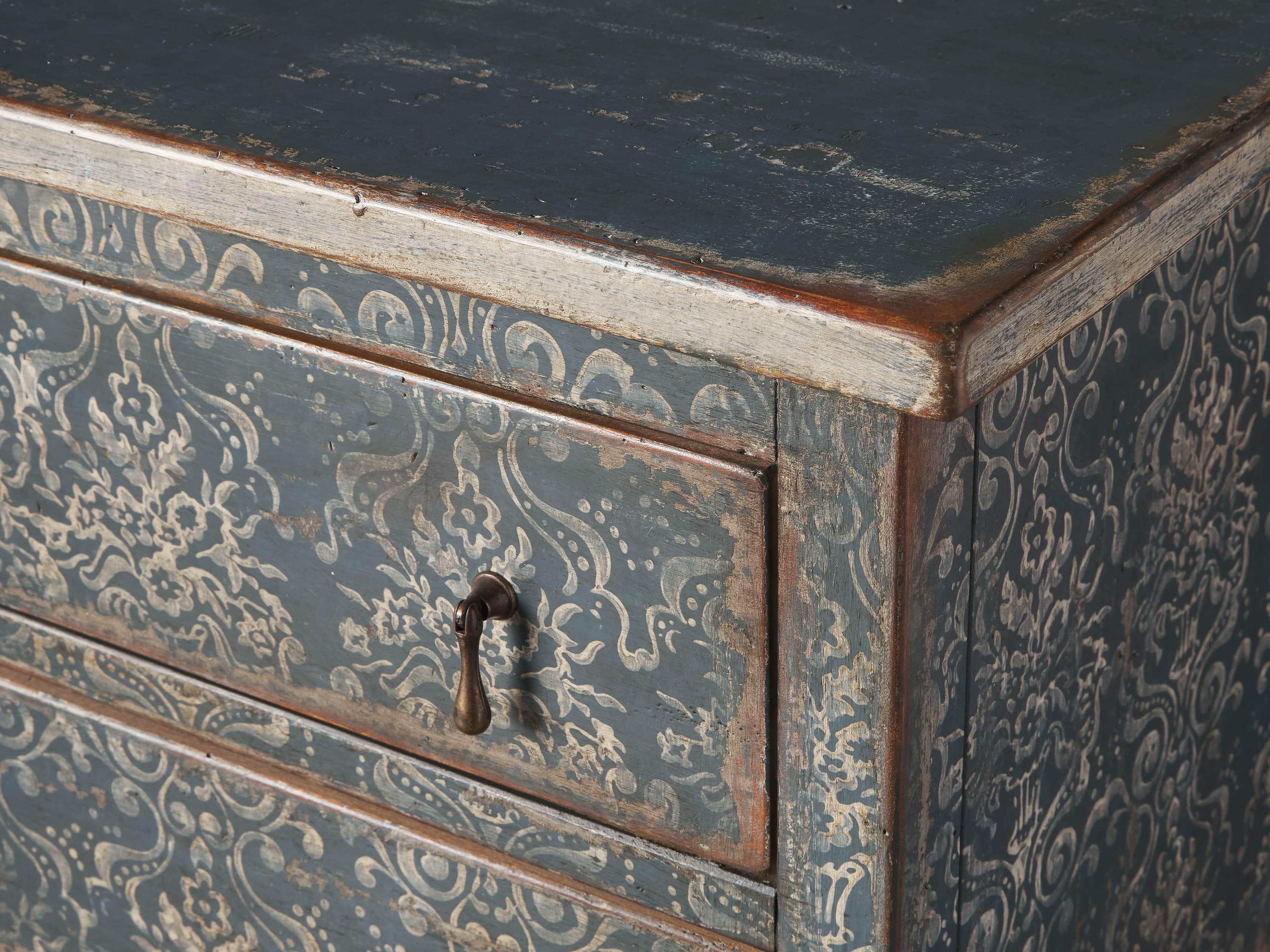 Amalfi 31.5" Small Two Chest Drawer in Blue Grigio with White, slide 3 of 5