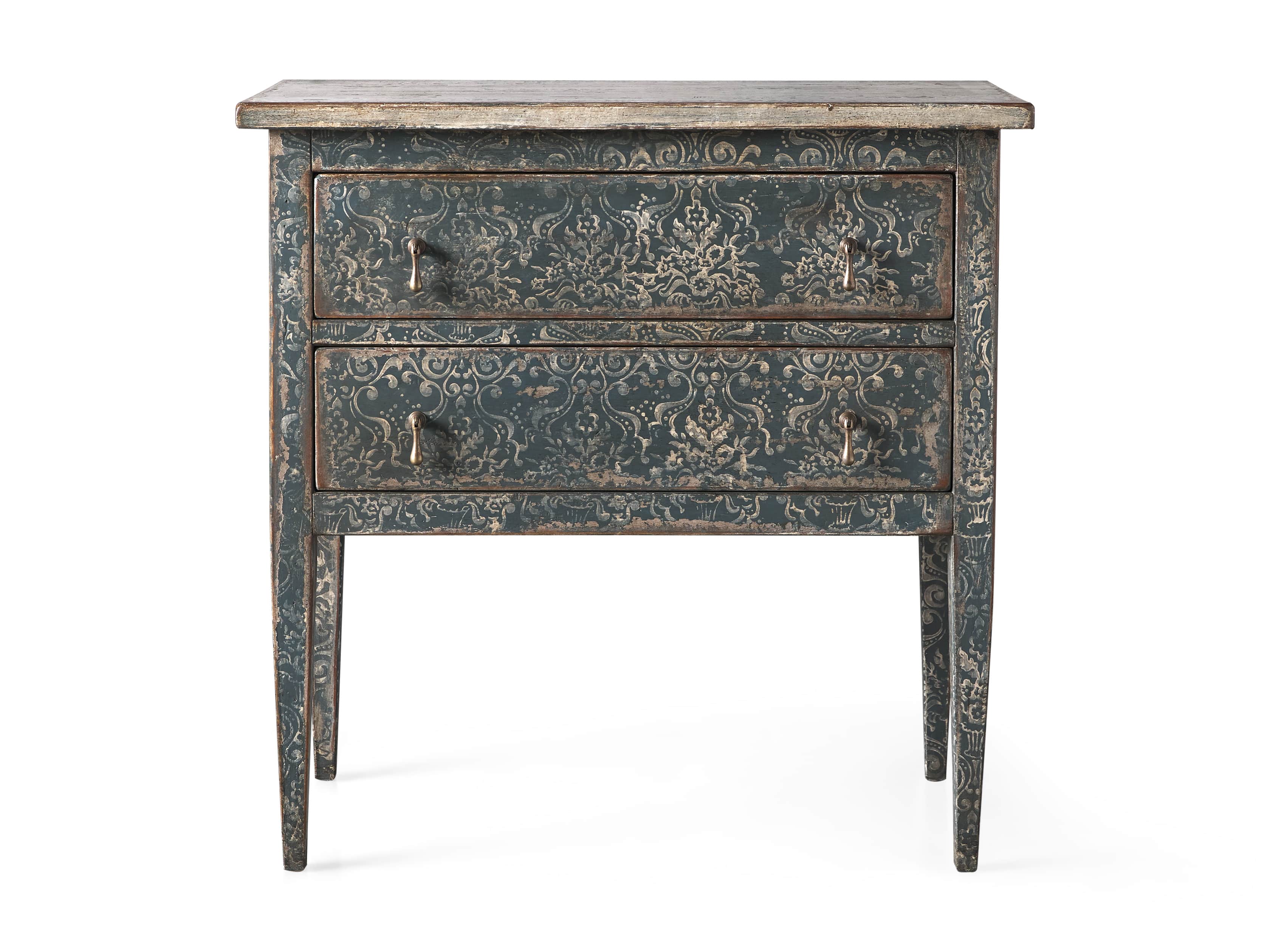 Amalfi 31.5" Small Two Chest Drawer in Blue Grigio with White, slide 5 of 5